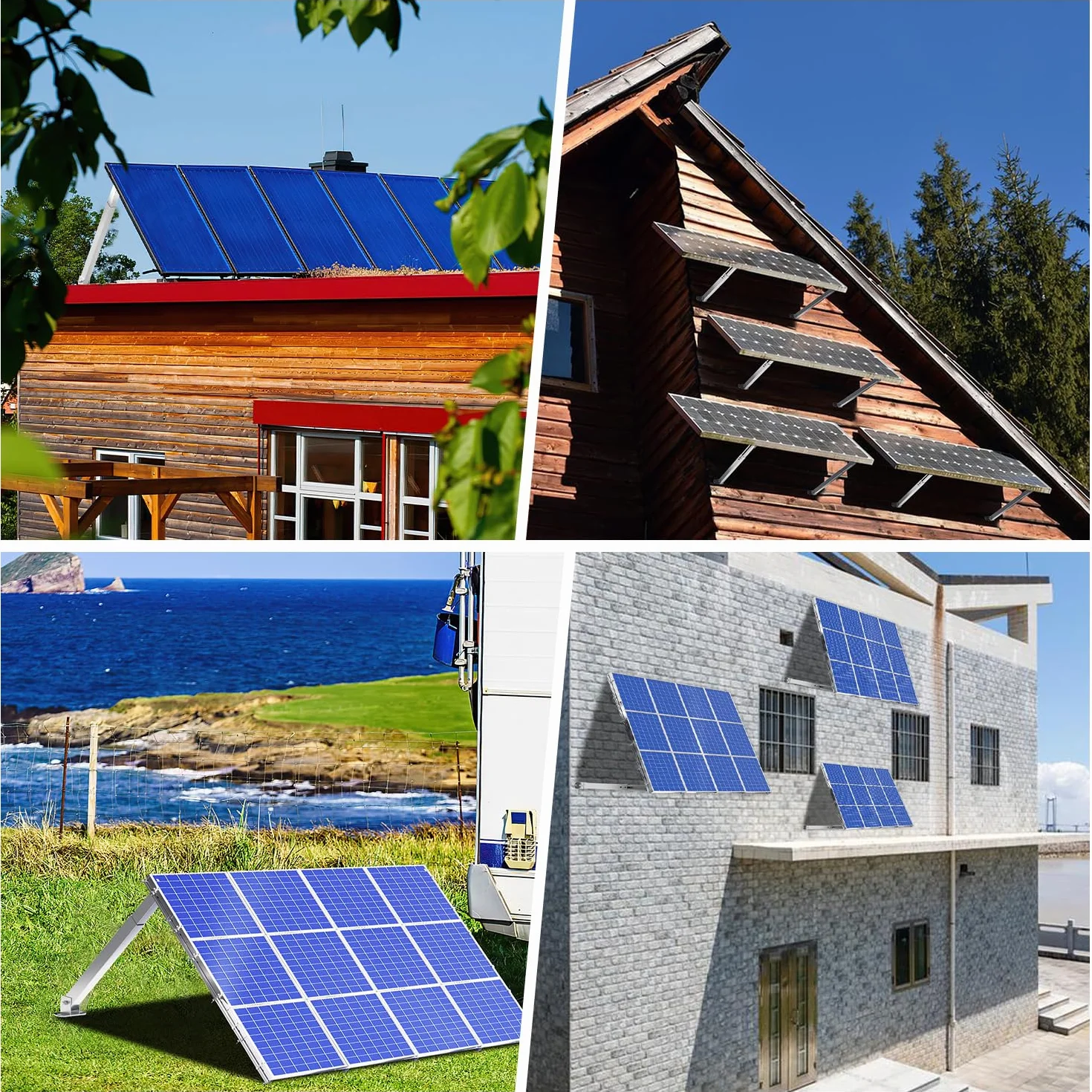 Gimisgu Uchwyt na panel słoneczny, regulowany uchwyt dachowy, regulowany kąt od 0° do 60°, moduł solarny do mocowania, trwałość, uchwyt na moduł solarny na balkon, garaż, ścianę (2 pary)