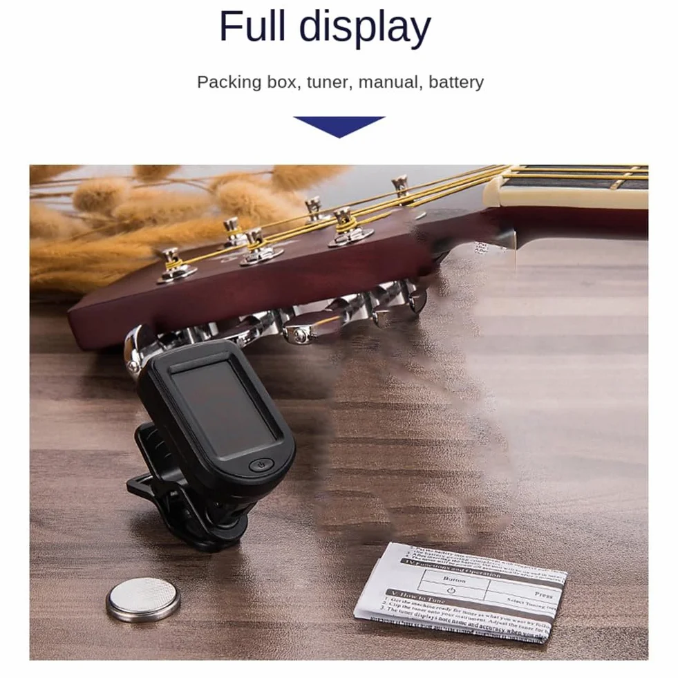 Uniwersalny stroik do gitary, ukulele, , skrzypiec, 12 dźwięków, elektroniczny stroik, tuner, akcesoria do instrumentów muzycznych