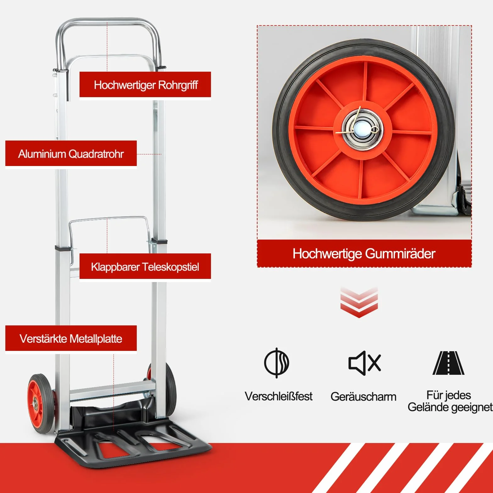 COSTWAY Wózek transportowy składany, wózek transportowy z uchwytem teleskopowym i składaną powierzchnią ładunkową, obciążenie do 100 kg, aluminiowy wózek ręczny, do domu, ogrodu, magazynu