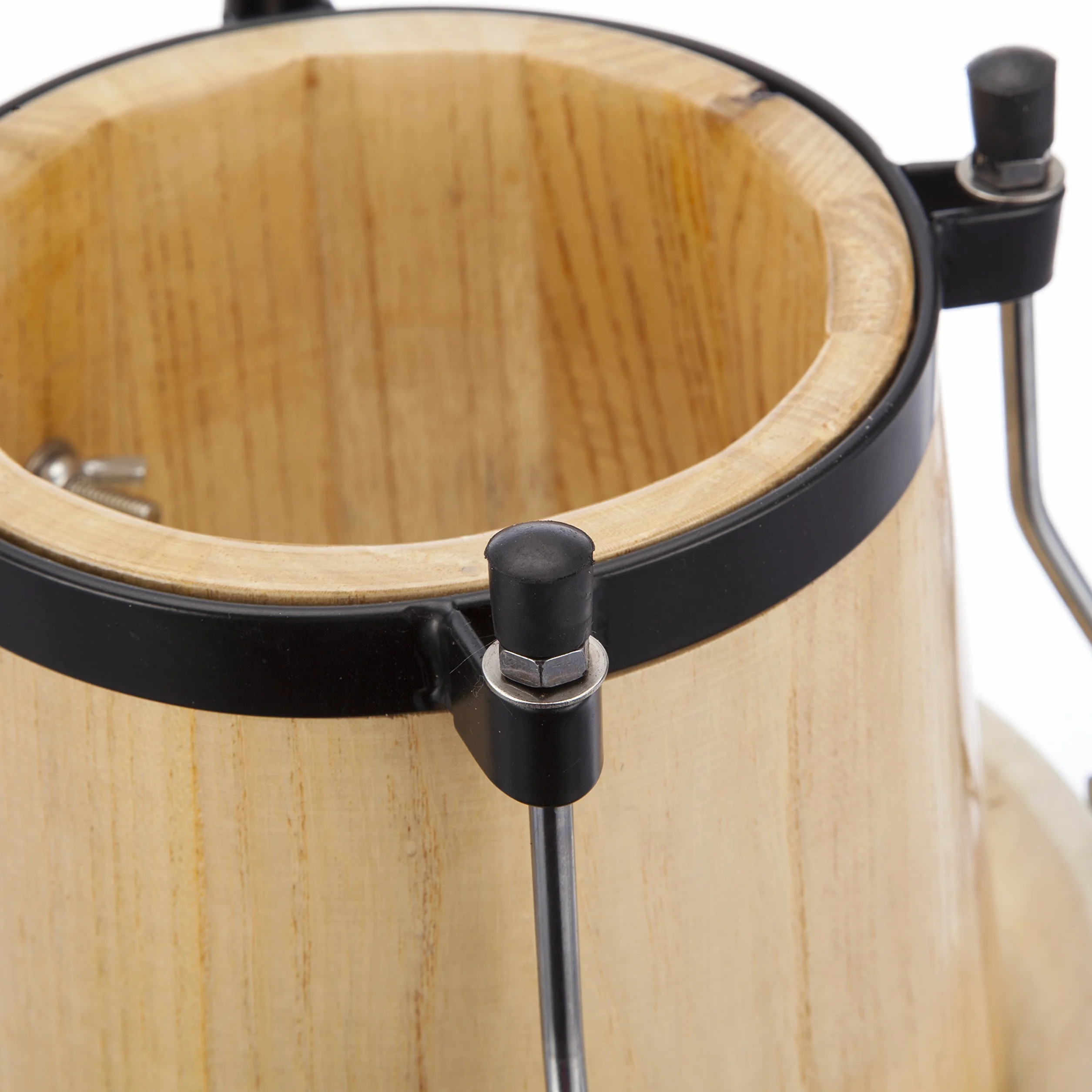 RockJam RJ-100300 zestaw bongo 17.8 cm i 20.3 cm z wyściełaną torbą i kluczem tuningowym naturalny