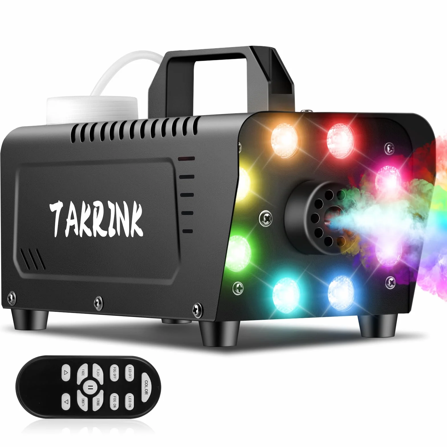 TAKRINK Pilot do Wytwornicy Dymu 900 W Przenośna Wytwornica Mgły z 8 Regulowanymi Kolorami LED