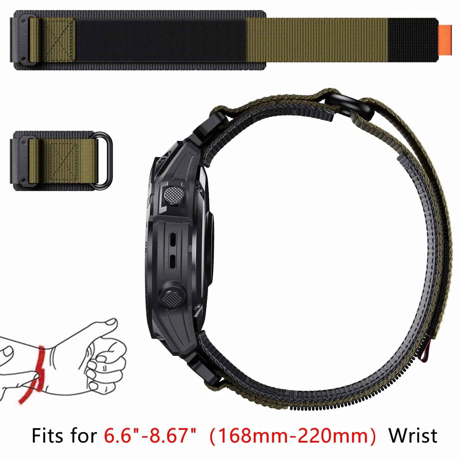 YOOSIDE taktyczna nylonowa bransoletka do zegarka Garmin Fenix 7X / Fenix 6X / Fenix 5X / Enduro 2, QuickFit, 26 mm, pleciony nylonowy pasek na nadgarstek do Tactix 7 Pro, Descent Mk2, QuickFit 26mm