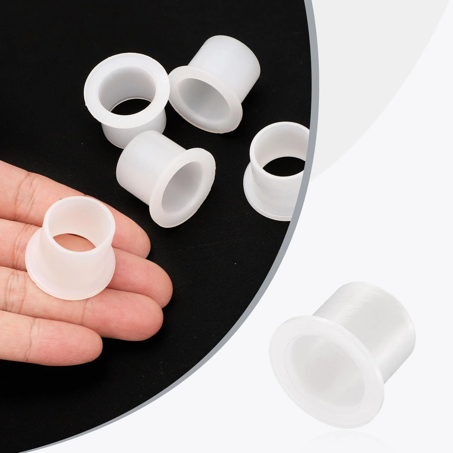 QUARKZMAN 12 szt. Łożyska kołnierzowe tuleje plastikowe ID 20,1 mm x wysokość 23 mm x długość 22 mm tuleje nylonowe, białe