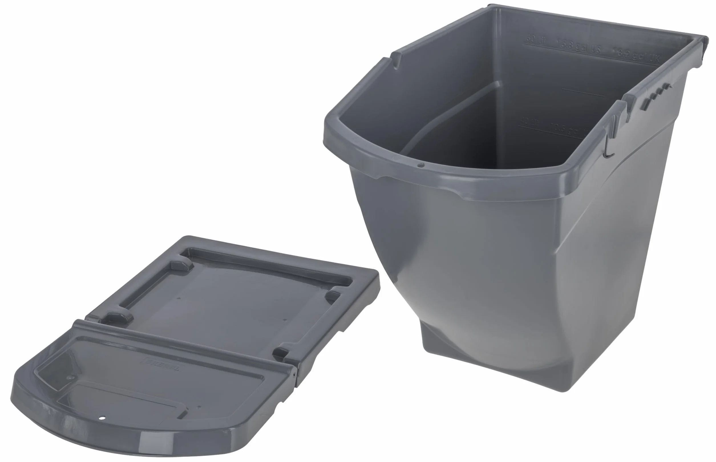 Kerbl Pojemnik na karmę można układać w stos, z pokrywką – 40 litrów (wymiary 57,8 x 39 x 34,5 cm, waga 0,22 kg, kolor szary, tworzywo sztuczne) 3210252
