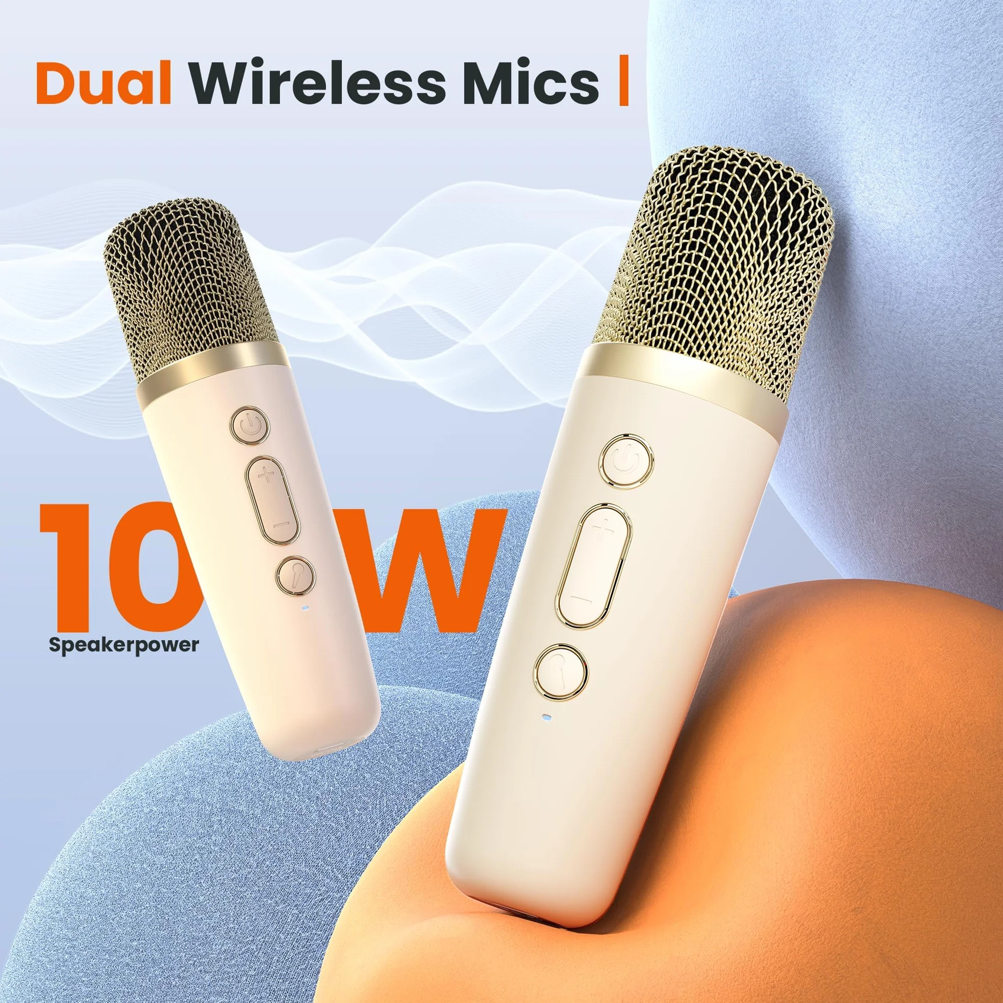 Ankuka Przenośny ekspres do karaoke Bluetooth, głośnik karaoke Bluetooth z 2 mikrofonami, przetwornikami i lampkami LED, prezent dla przyjaciół, czarny