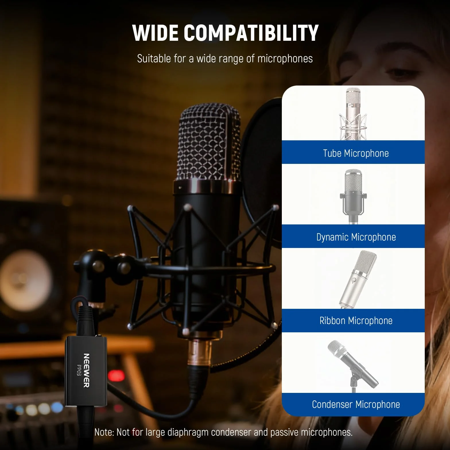 NEEWER Przedwzmacniacz mikrofonowy, aktywator mikrofonowy XLR z ultra czystym wzmocnieniem 25 dB, do mikrofonów dynamicznych i wstążkowych, kompatybilny z Shure SM7B SM57 SM58 do występów na żywo