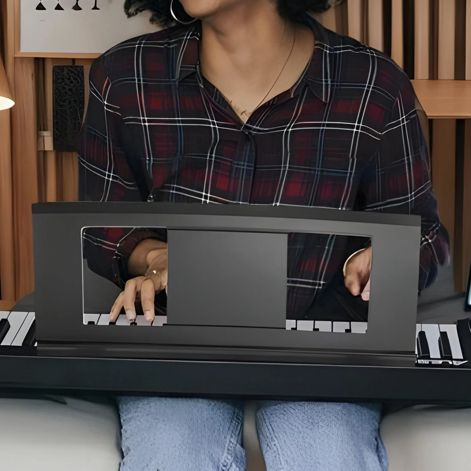 Keyboard Music Stand, Music Sheet Mount, 20.28x7.68 inches Adjustable Height Angle with Thickened Baffle, Non-Slip Stable Design for Home Practice and Musical Studio Supplies