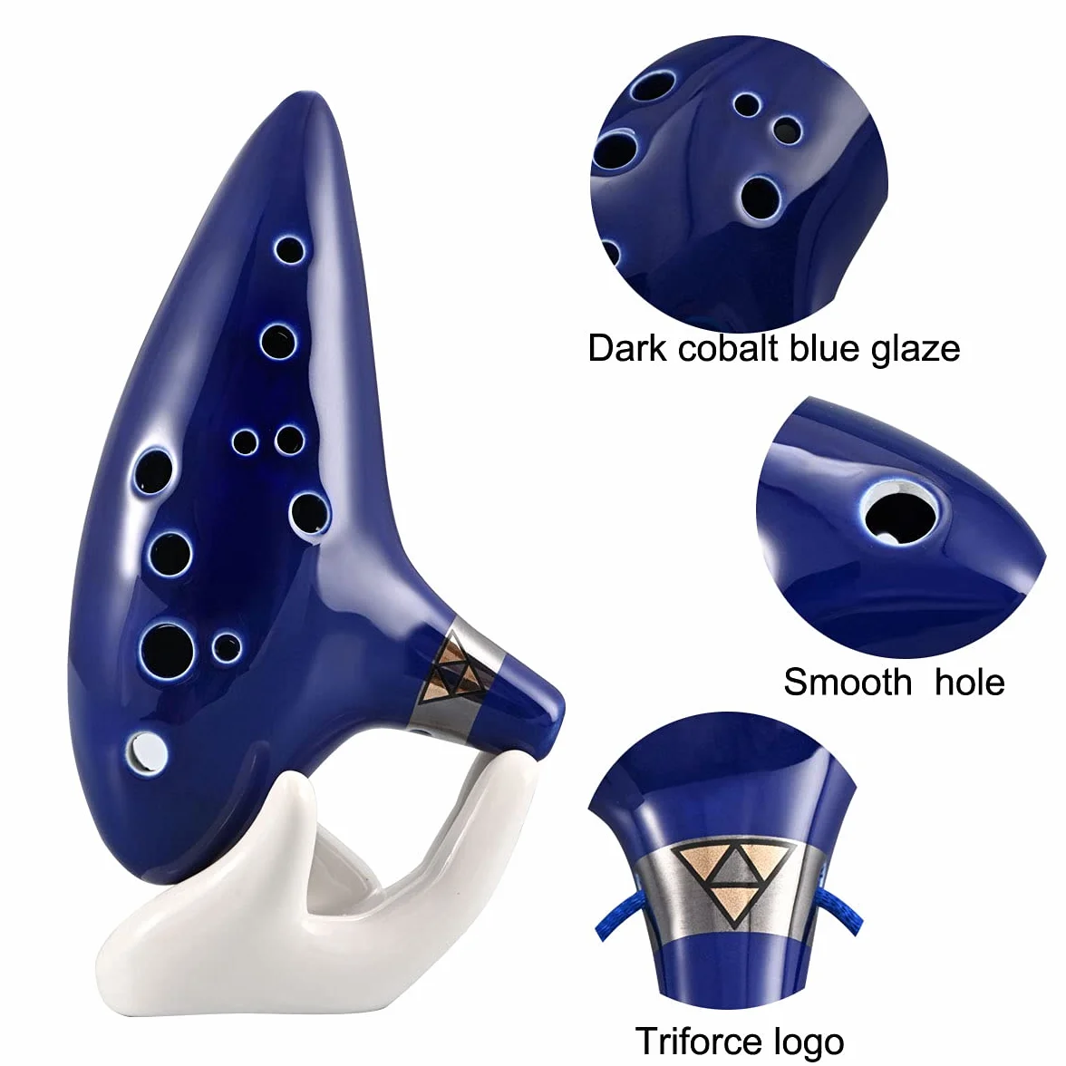 Ocarina ceramiczny piccolo z 12 otworami, alto C, instrument muzyczny, prezent dla dzieci i dorosłych, z podstawką ekspozycyjną, książka muzyczna, pasek na szyję