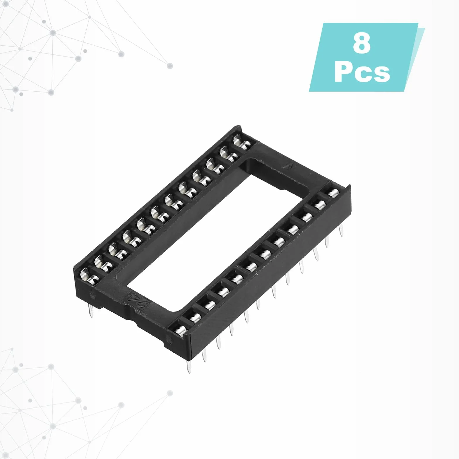 QUARKZMAN 8 sztuk DIP IC Chip Socket Adapter 24 Pin IC Asortyment Kit 2,54 mm/0,1" Pitch 15,24 mm odstęp między rzędami do projektu breadboard, wzór płytek PCB