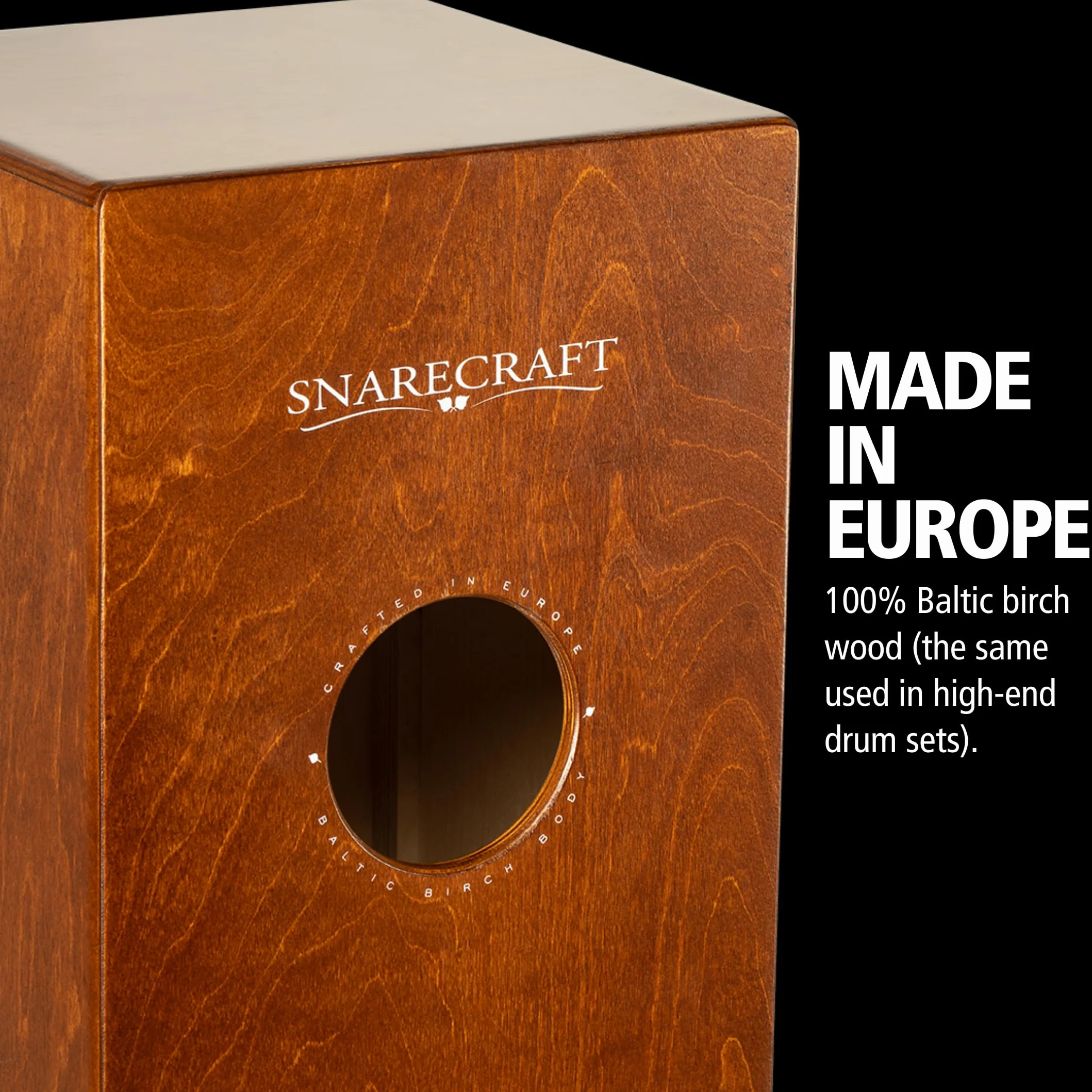Meinl Percussion Snarecraft Cajon Instrument – Cajon z Dwoma Sprężynami Werblowymi – Panel Przedni Brzoza Bałtycka (SC100AB-B)