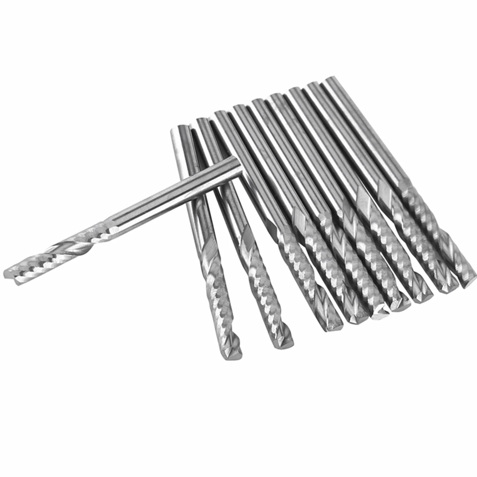 Wiertła do frezów, 10 szt. proste wiertła z chwytem frezy zestaw narzędzi CNC 3,175 mm średnica 22 mm długość do drewna stal aluminiowa