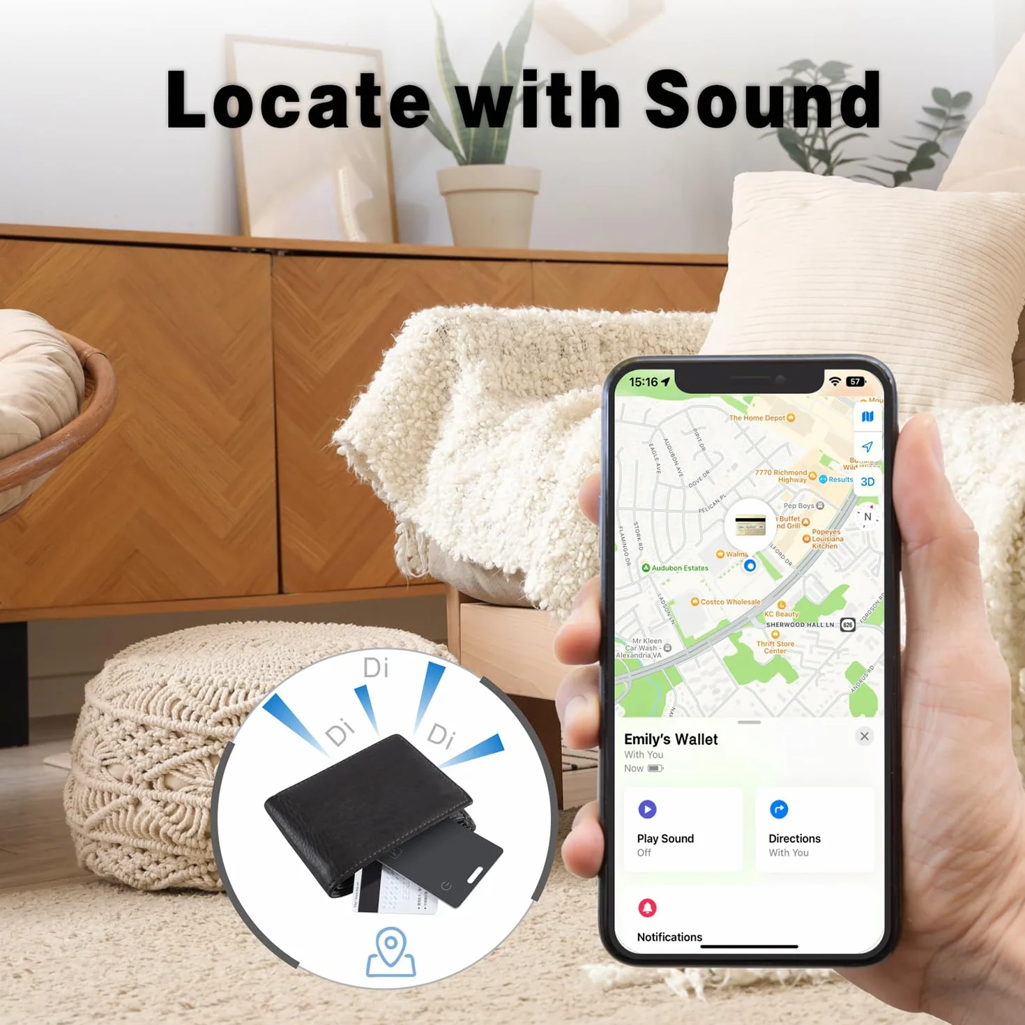 Reyke Slim Wallet Tracker Card, Ładowalny Lokalizator Bluetooth Kompatybilny z Apple Find My (tylko iOS), Smukła Karta Lokalizacyjna do Portfeli, Bagażu, Telefonów, Paszportów