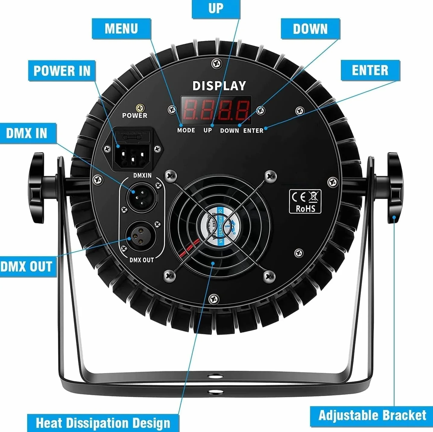 4 szt Reflektor LED Par 200W 18 LED reflektor sceniczny reflektor dyskotekowy światło imprezowe, 8CH Par LED światło RGBW DMX dźwięk stroboskopowy DJ świetlny na pokaz bar impreza Halloween