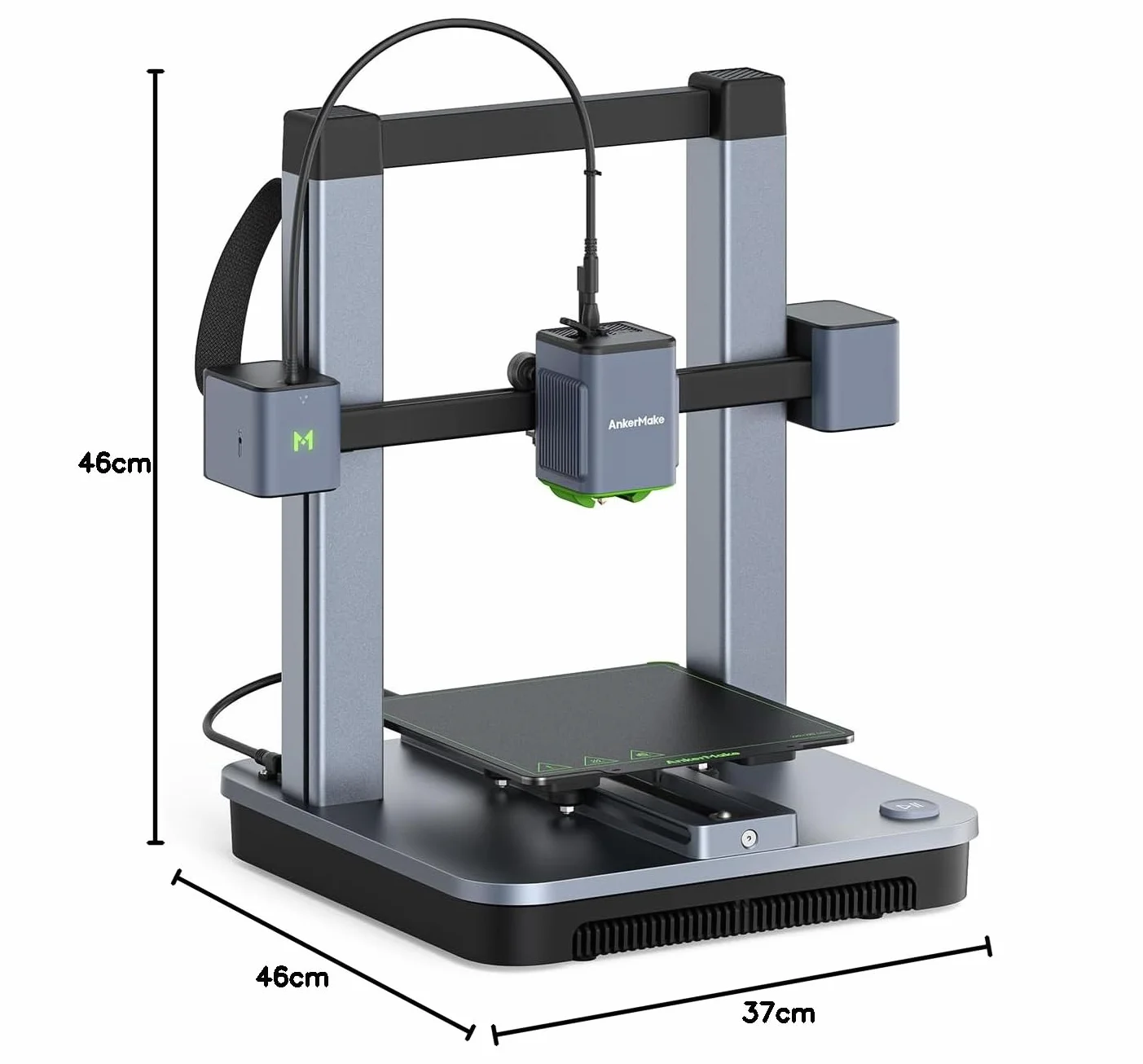 Drukarka 3D AnkerMake M5C, szybkie drukowanie 500 mm/s, bezprzewodowe sterowanie wieloma urządzeniami, całkowicie metalowy hotend 300°C, rozdzielczość 50 μm, automatyczne poziomowanie 7×7