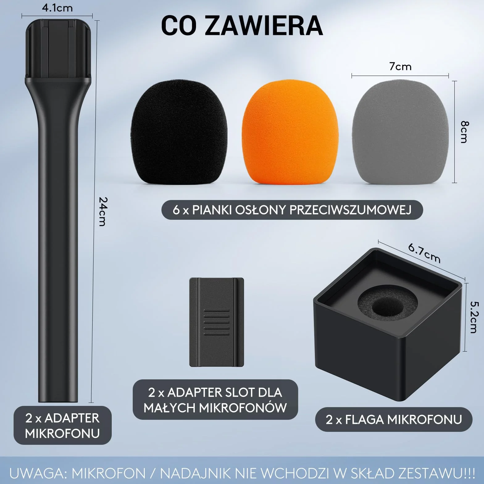 TONOR 2-Opakowanie Uchwyt Mikrofonu DJI RODE, Ręczny Statyw Mikrofonowy GO, Statyw Mikrofonowy do Wywiadów do Wszystkich Mikrofonów Lavalier, Bezprzewodowy Adapter do Vlogów/Wywiadów/Podcastów, TP20