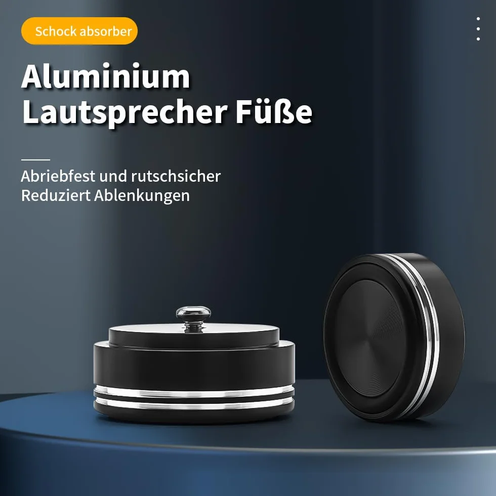 Tertullus 4 aluminiowe nóżki do urządzeń HiFi 39 mm × 17 mm czarne śruby głośnik, absorber subwoofer, nóżki z 4 śrubami do urządzeń Hi-Fi