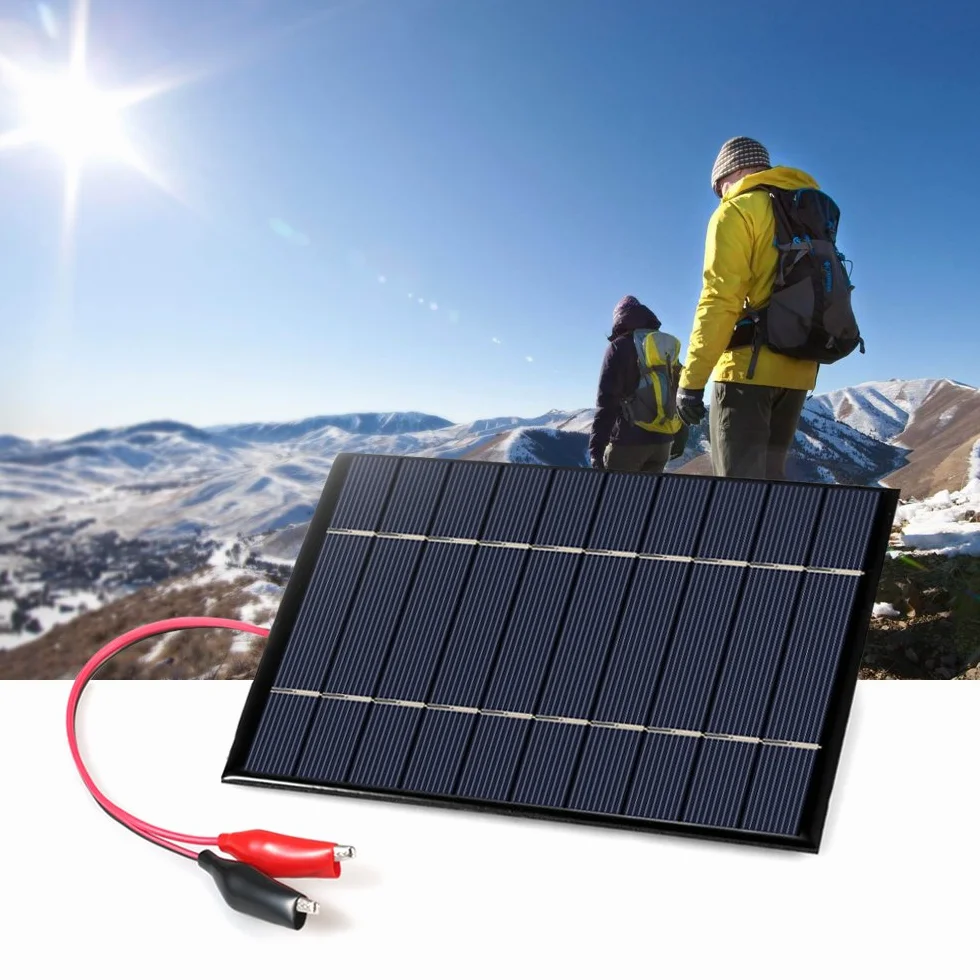Decdeal Panel słoneczny, moduł solarny, ogniwo fotowoltaiczne z zaciskami krokodylkowymi 2,5 W, 5 V