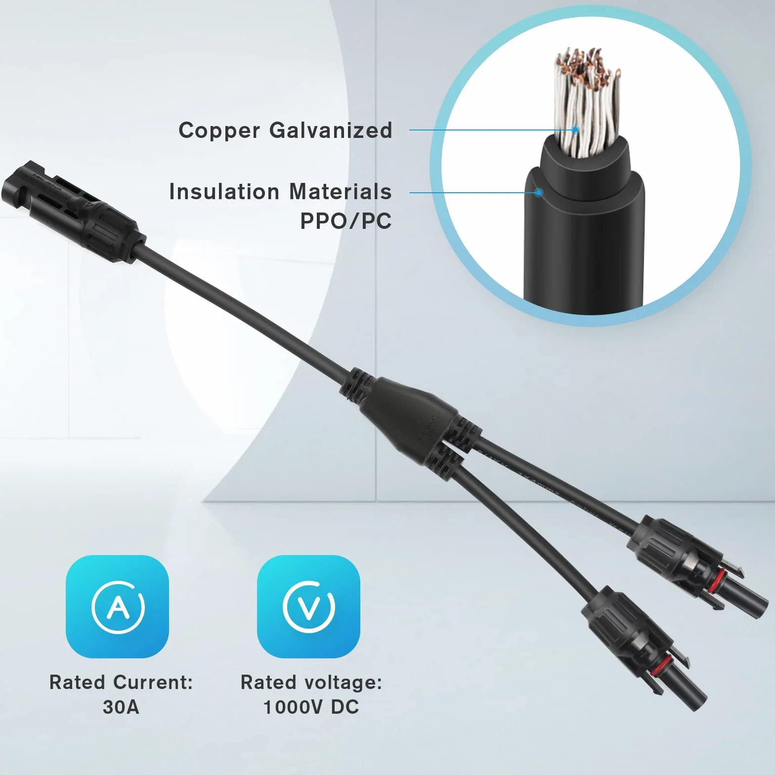 Thlevel Solarny rozdzielacz Y rozdzielacz równoległy adapter złącza MMF i FFM 1 para złączy fotowoltaicznych, przedłużacze panelu, gniazdo dystrybutora, 4 mm²