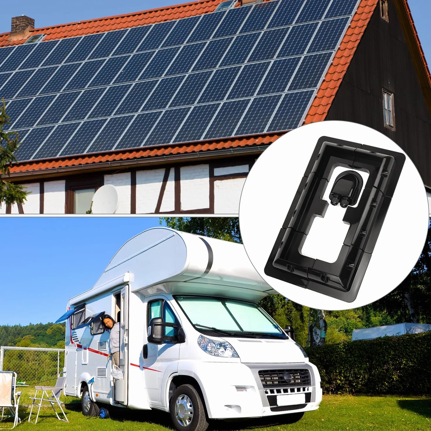 QWORK® Uchwyty montażowe do paneli słonecznych, bez wiercenia, do kamperów, dachów, czarnych