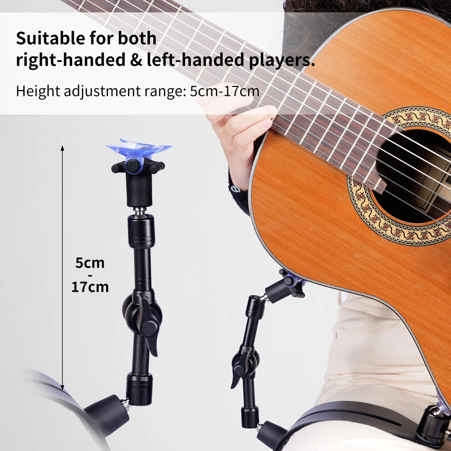 GUITTO Podpórka do Gitary Klasycznej – Ergonomiczny Stabilizator z Szybką Regulacją Kąta (System Blokady), Uniwersalna do Gitar Akustycznych z Lakierowaną Powierzchnią (GGR-01)