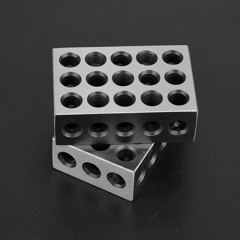 Bloki ze Stali Hartowanej, Blok 123, Metryczne Bloki Maszynowe, Bloki Metryczne 123, Blok 255075 2 szt. Bloki 25 X50X75Mm Bloki 23 Otwory Frezowanie Równoległe Mocowanie Blok