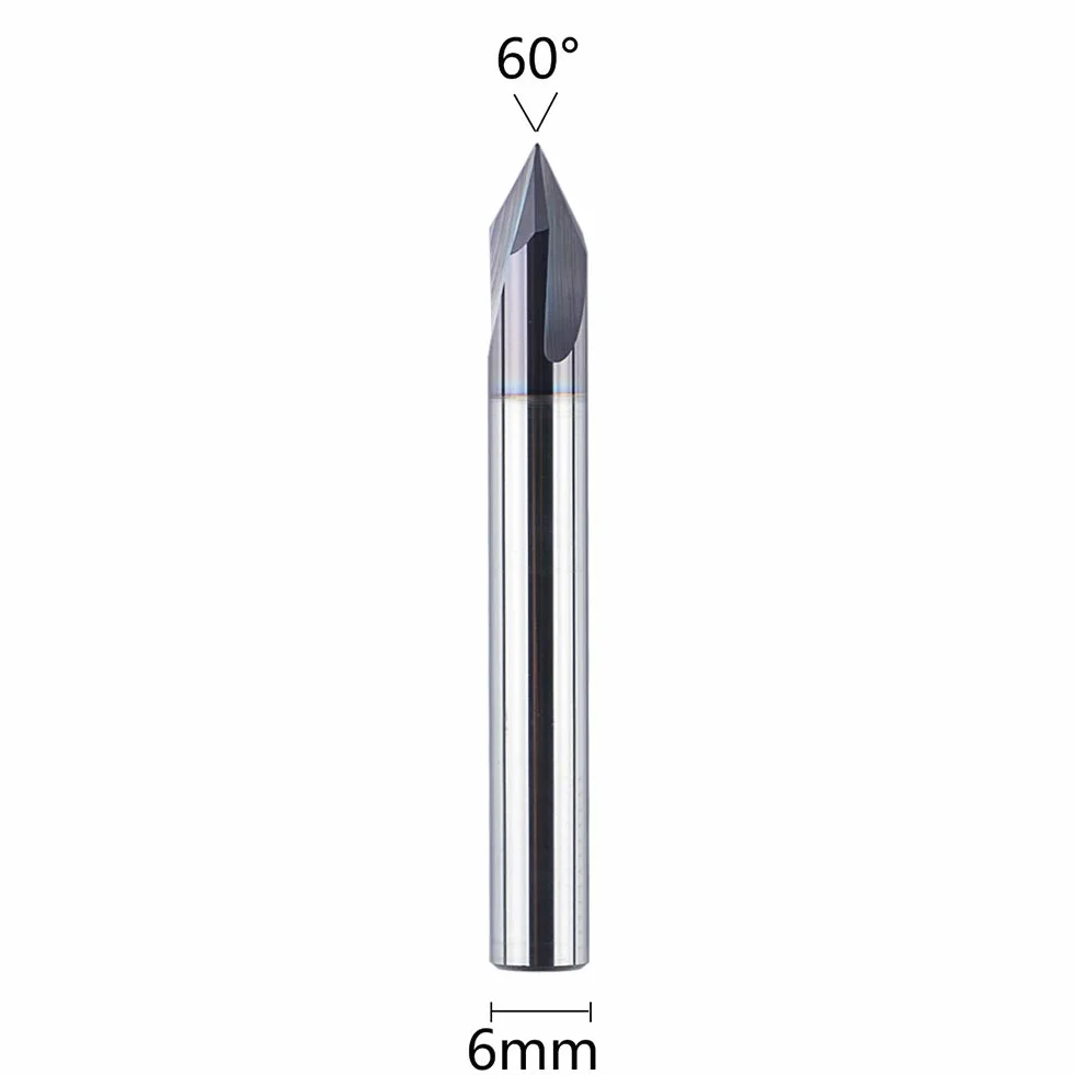 SpeTool frez do fazowania i grawerowania, 3 flety, V frez do rowków 6 mm, trzpień 60°, VHM, dłuto do grawerowania, frez trzpieniowy do drewna z powłoką TiAlN
