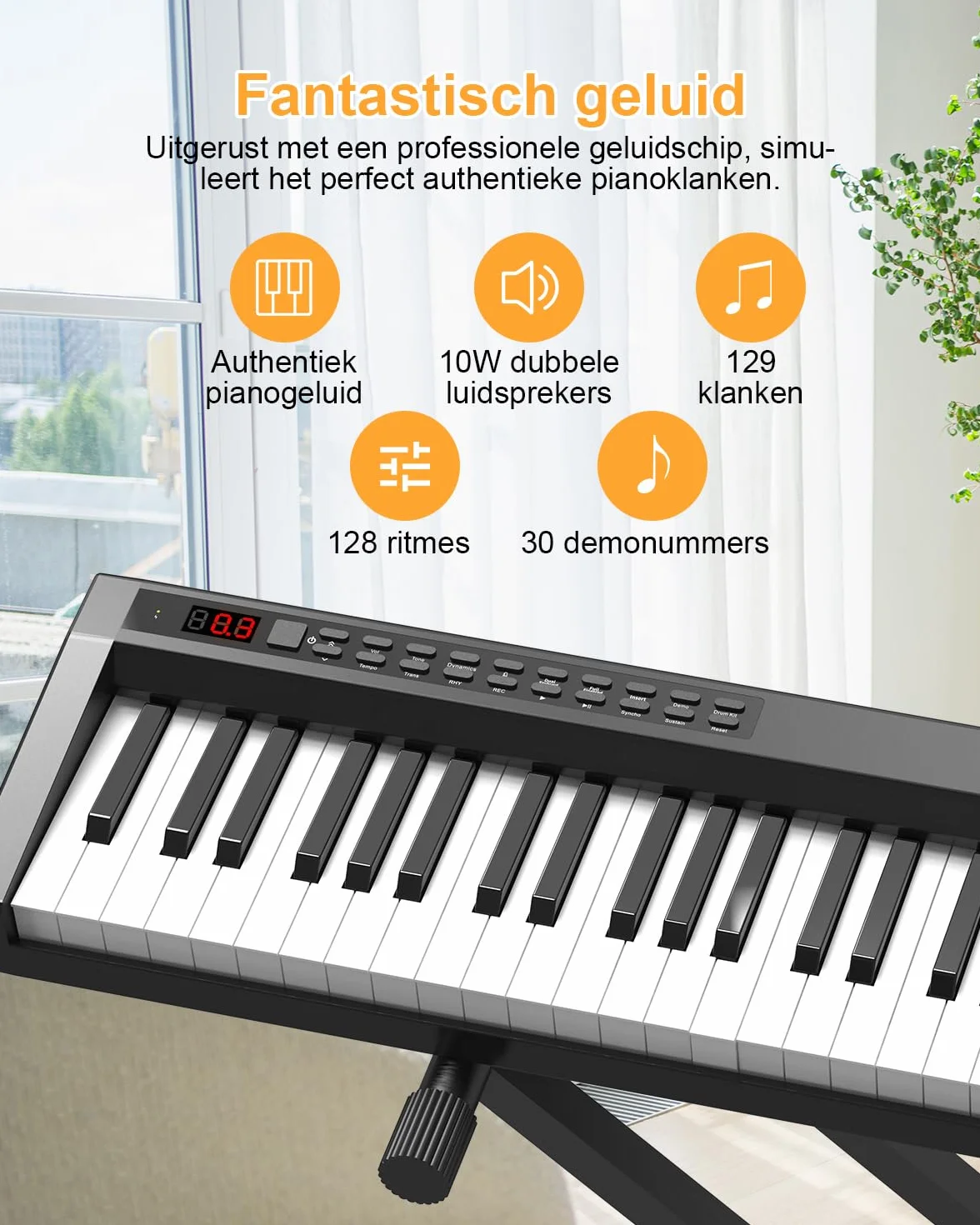Pianino E, 88 klawiszy, cyfrowy fortepian z półważoną klawiaturą pełnowymiarową z funkcją MIDI i Bluetooth, w zestawie stojak na fortepian i Sustain – idealny dla dzieci do ćwiczeń w domu