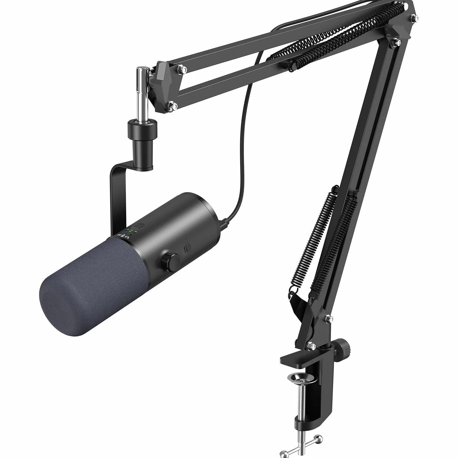 TONOR USB/XLR Dynamiczny Mikrofon Gamingowy do PC, Kardioidalny Mikrofon Studyjny z Ramieniem do Podcastów, Streamingu i Nagrywania, Gniazdo 3,5 mm, Przycisk Wyciszenia, TD510 AIR+H
