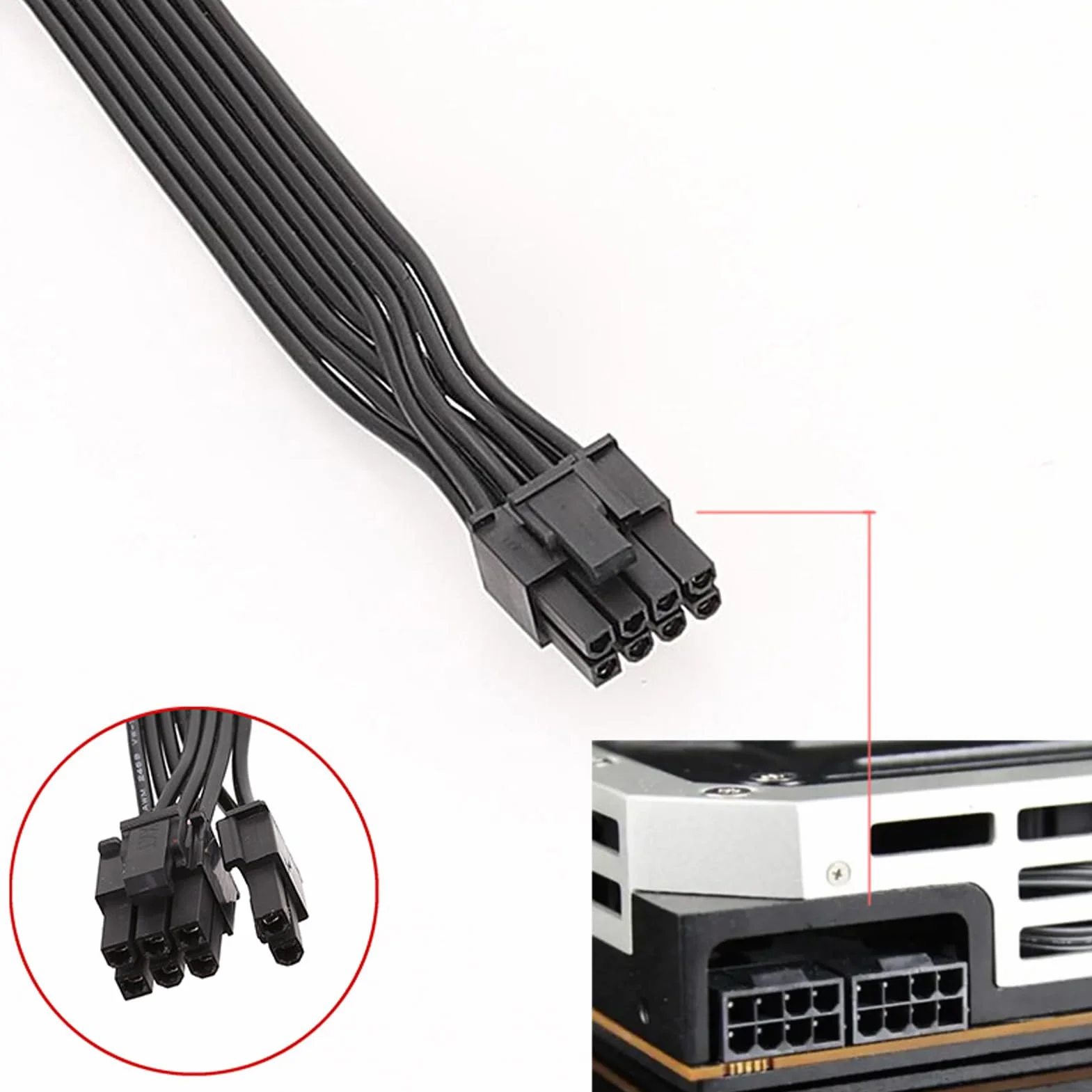 8-biegunowy kabel zasilający GPU 8-biegunowy wtyk ATX na 6+2- kabel PCIe, kabel PCIE do Be Quiet,8-pinowy (6+2) zasilacz – 60 cm kabel do kart graficznych gpu 2x6 8-pinowy karta graficzna