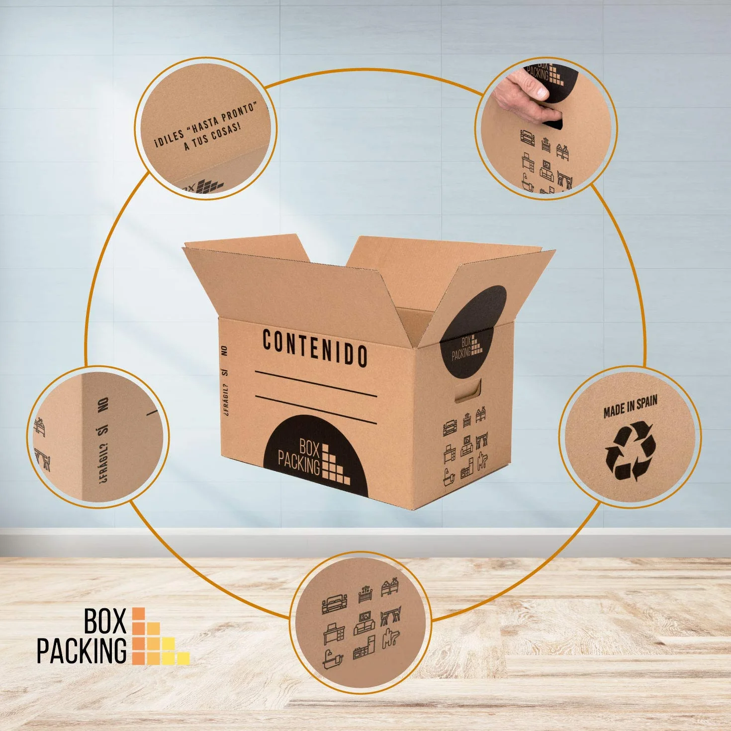 BOXPACKING | Karton Pudła do przeprowadzki |10 Sztuk | 500x300x300 mm | Wzmocniona Tektura Falista Dwukanałowa | Kartony do przeprowadzkowy, Opakowanie i Przechowywanie | Wzmocnione Uchwyty