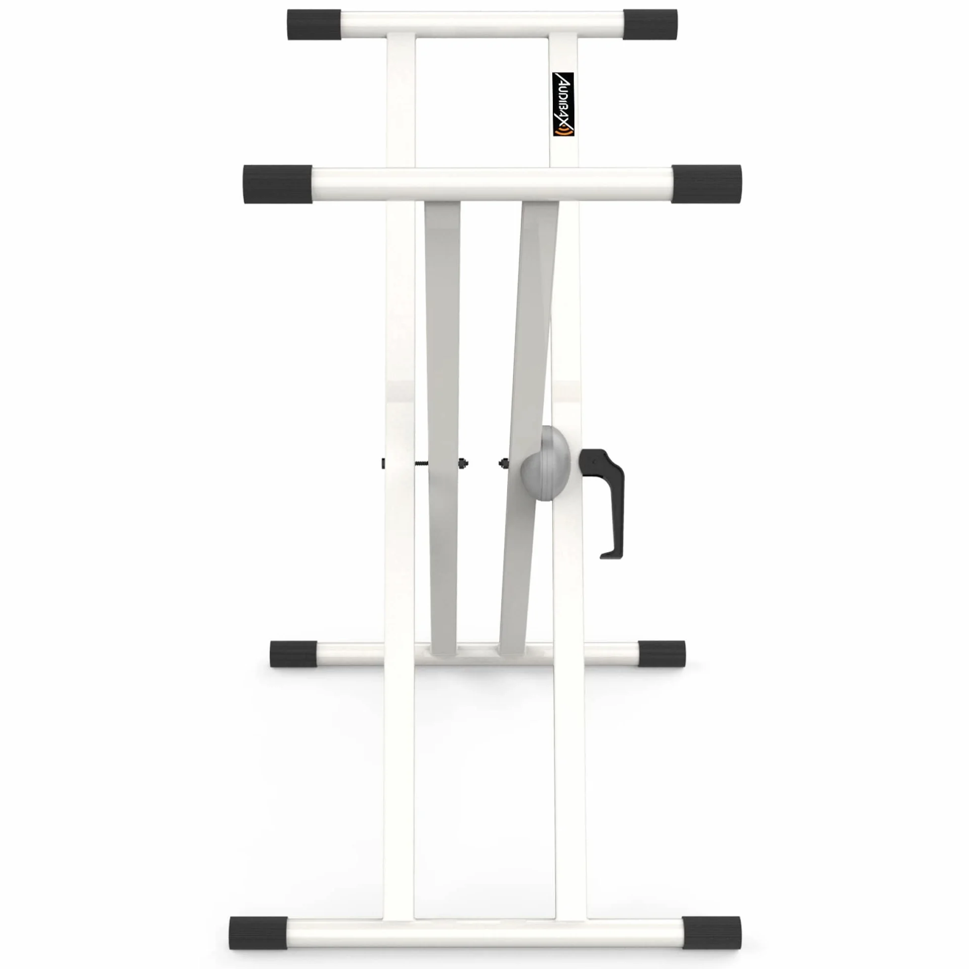 Audibax | Onyx 130 PLUS stojak na pianino - podwójna struktura nożycowa - kotwica Easy Lock - stal - biały kolor - antypoślizgowa podstawa - obciążenie do 65 kg - do Yamaha S. 45, Yamaha S. 125, Casio, Roland