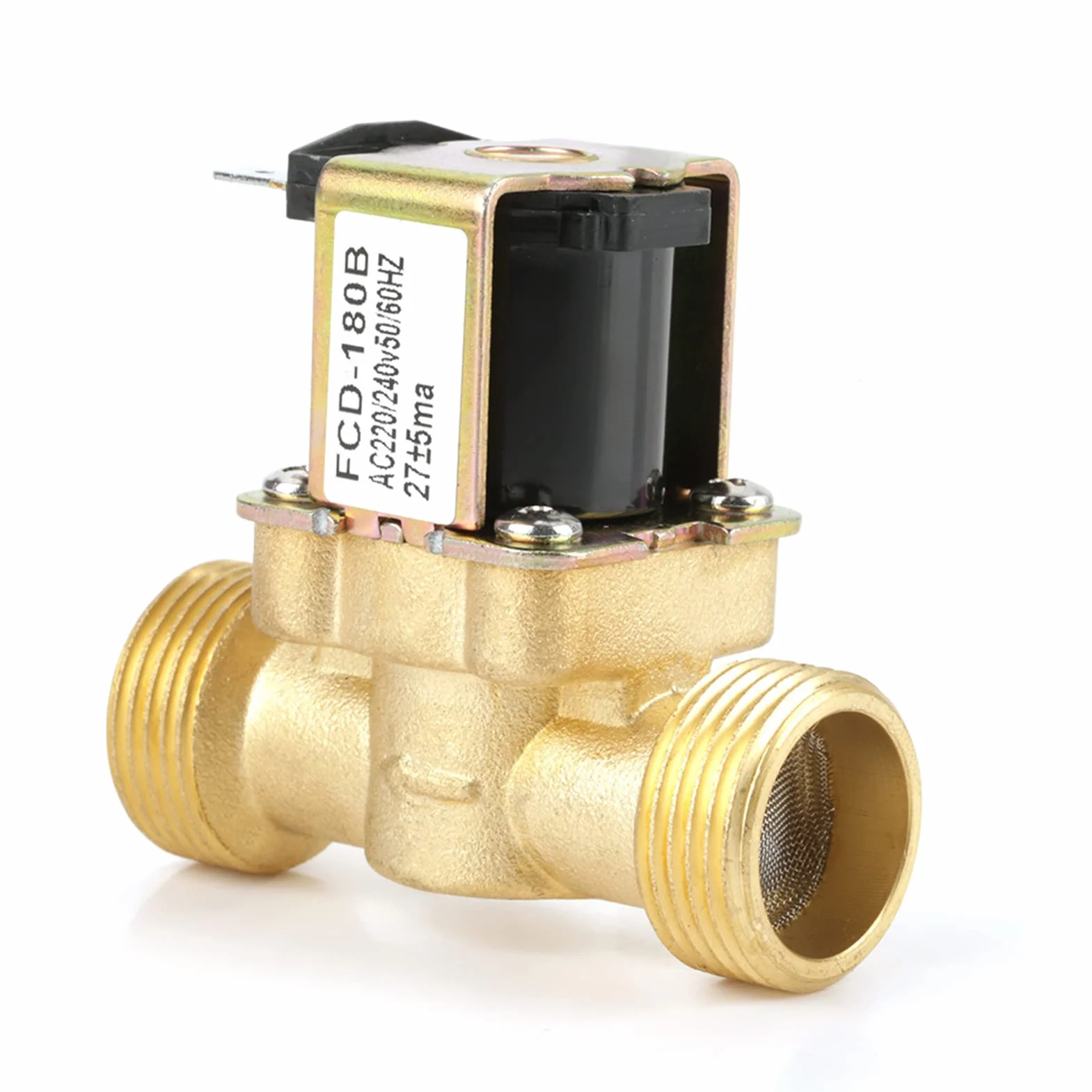 Zawór elektromagnetyczny 220 V Agua Mosiądz Magnetventil 230V G3/4 Wejście 2-drożne N/C Elektryczny zawór elektromagnetyczny normalnie zamknięty AC 220/240V Fcd-180B