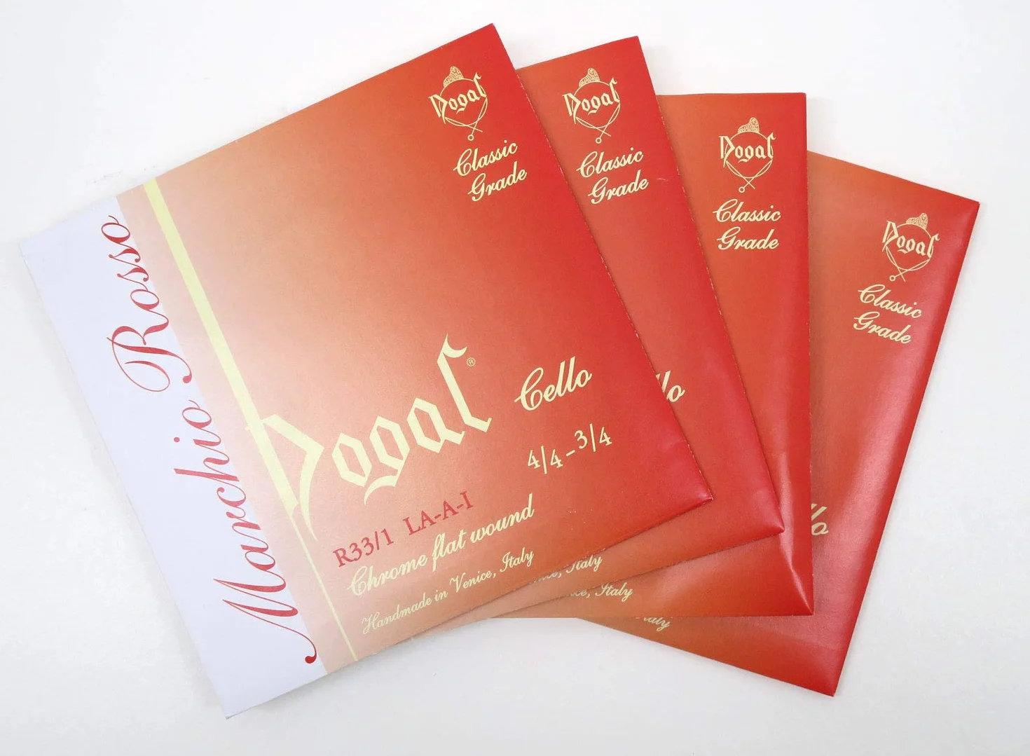 Dogal R33 CELLO SET MARCHIO ROSSO 4/4-3/4 IN CHROME struny do wiolonczeli Chrome Flat Wound