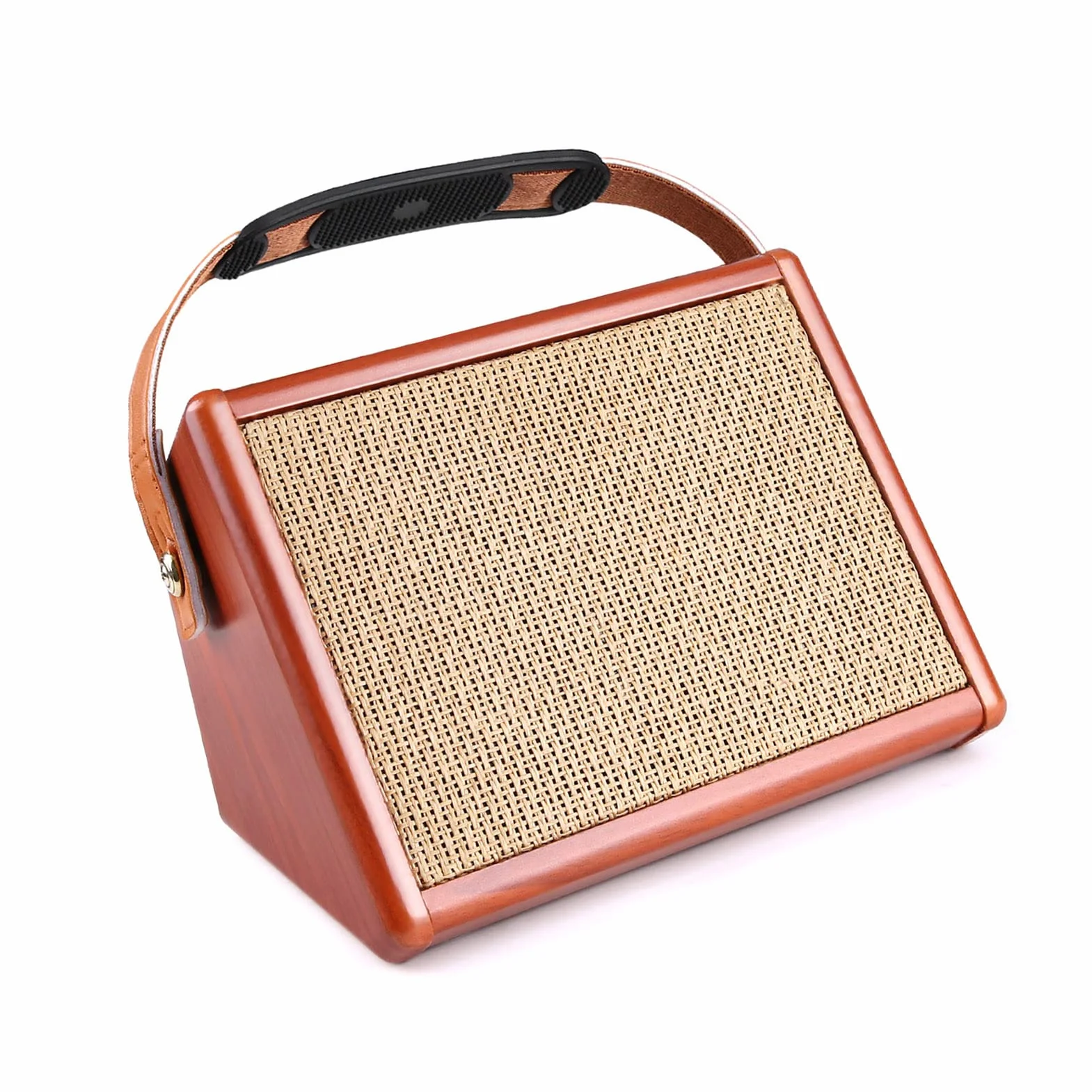 Jemora AC-15 15 W przenośny wzmacniacz gitarowy akustyczny wzmacniacz BT głośnik z wejściem mikrofonowym obsługuje głośność basów tonów wysokich tonów efekt pogłosu wbudowany akumulator