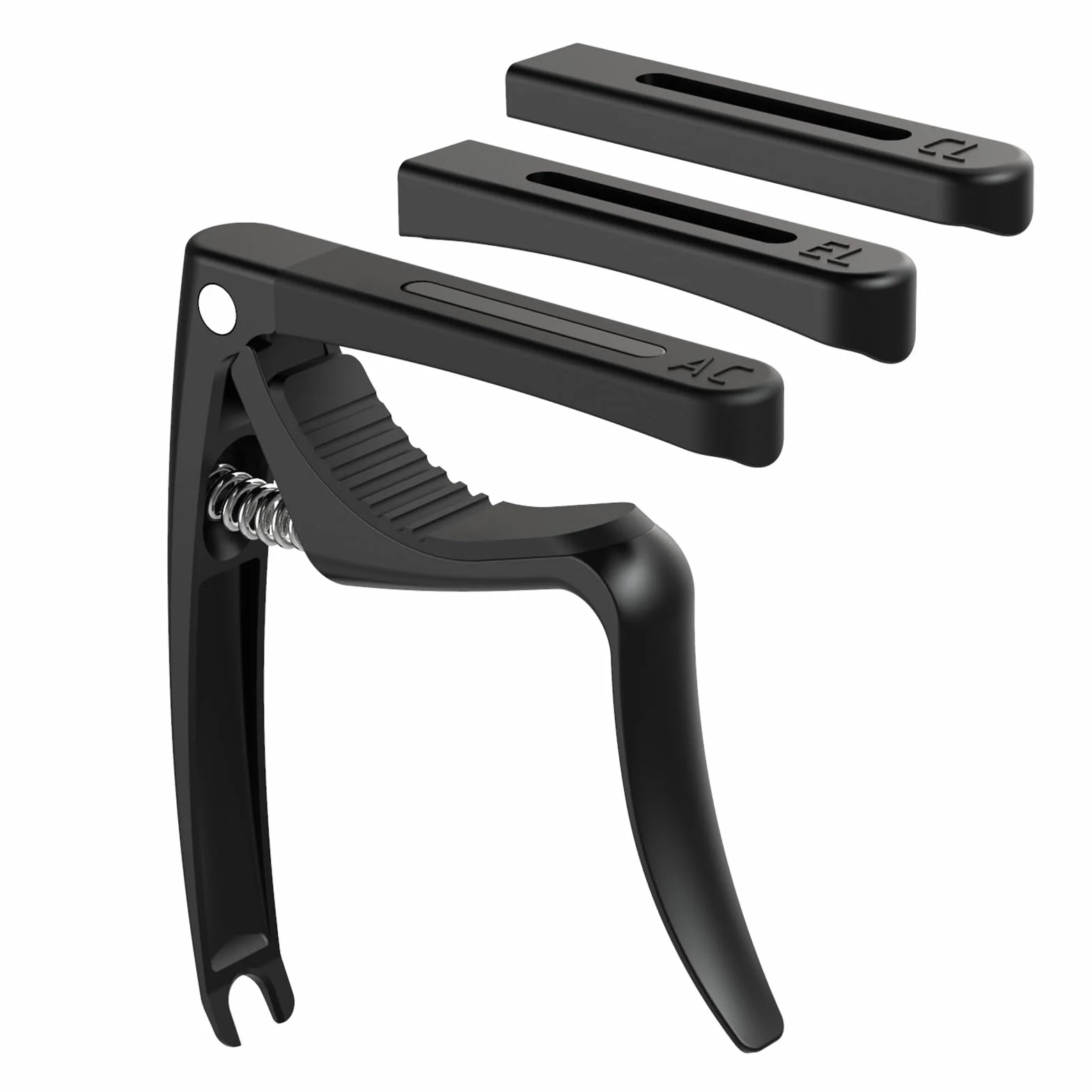 C3 Guitar Capo, 4 w 1 Gitara Kapodaster z Ściągacz do Mostka, Capo do Gitary Akustycznej Elektrycznej Klasyczna Basowej Ukulele Banjo, 3 Głowice Silikonowe, Akcesoria Gitarowe, Czarny