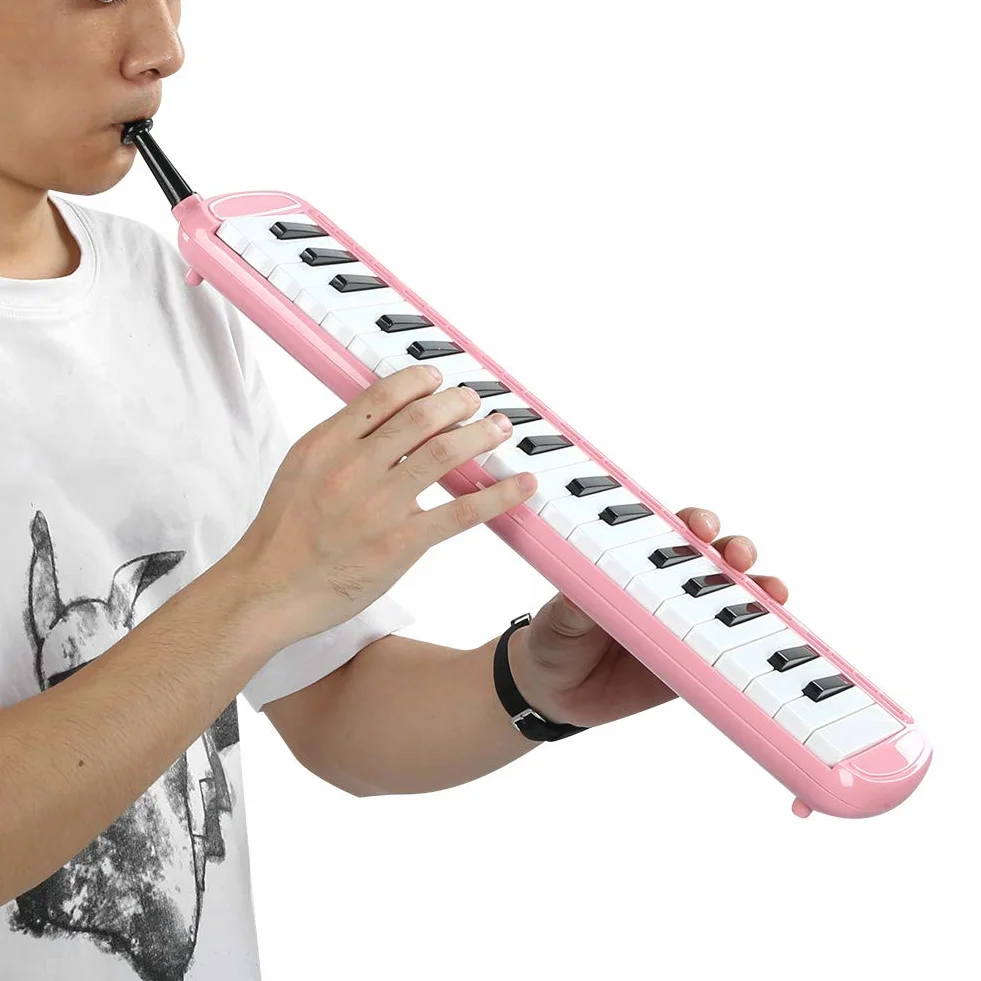 Melodica, wiatr instrument muzyczny fortepian instrument muzyczny praktyka instrumentu muzycznego instrument edukacyjny instrument melodyka, uczenie się dla dorosłych dla początkujących (różowy)