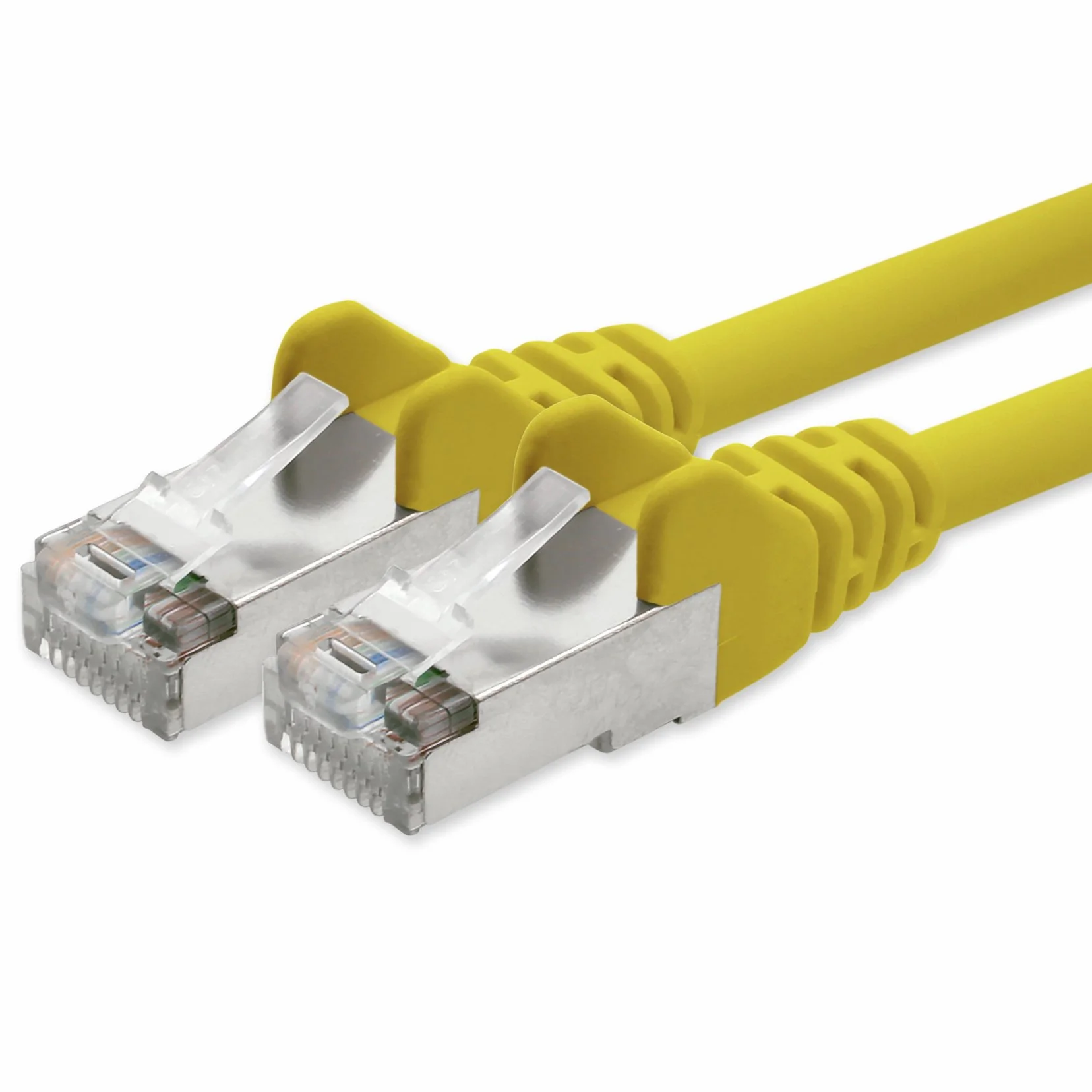 1aTTack.de Kabel sieciowy CAT5 CAT 5e kabel sieciowy kabel krosowy 2 x złącze RJ45 folia + oplot ekranowany CAT 5 SFTP żółty - 7,5 m 7,5 metra