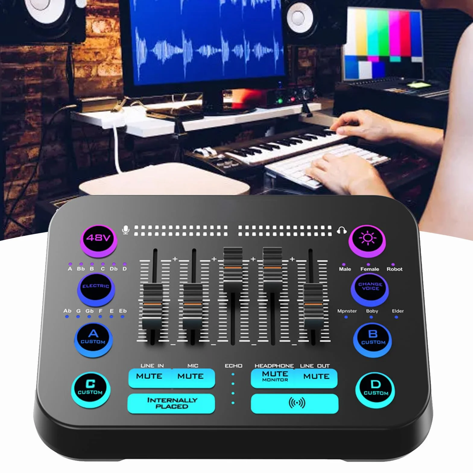 Topiky Pyle Professional Audio Mixer Dźwięk System Konsoli, Bluetooth DJ Mixer, Pakiet Miksera Audio, Mikser na żywo z Pro Przedwzmacniacz, Mikser Dźwiękowy RGB PC