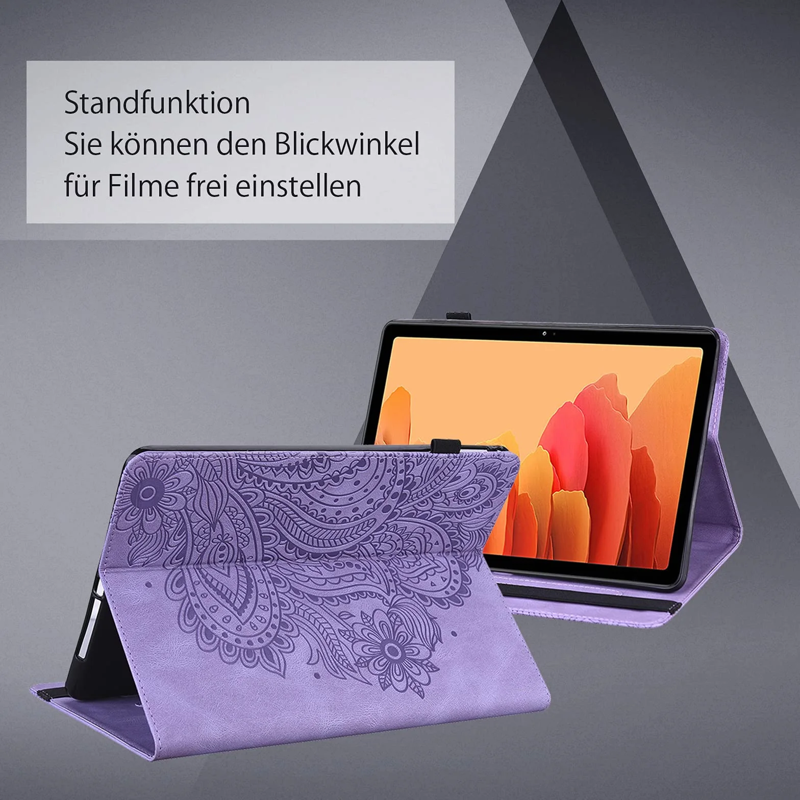 Etui na tablet Samsung Galaxy Tab A 8.0 2019 (SM-T290 / SM-T295) z folią ochronną i rysikiem - ultra cienkie z funkcją stojaka Flip Cover etui ze skóry PU (fioletowe)