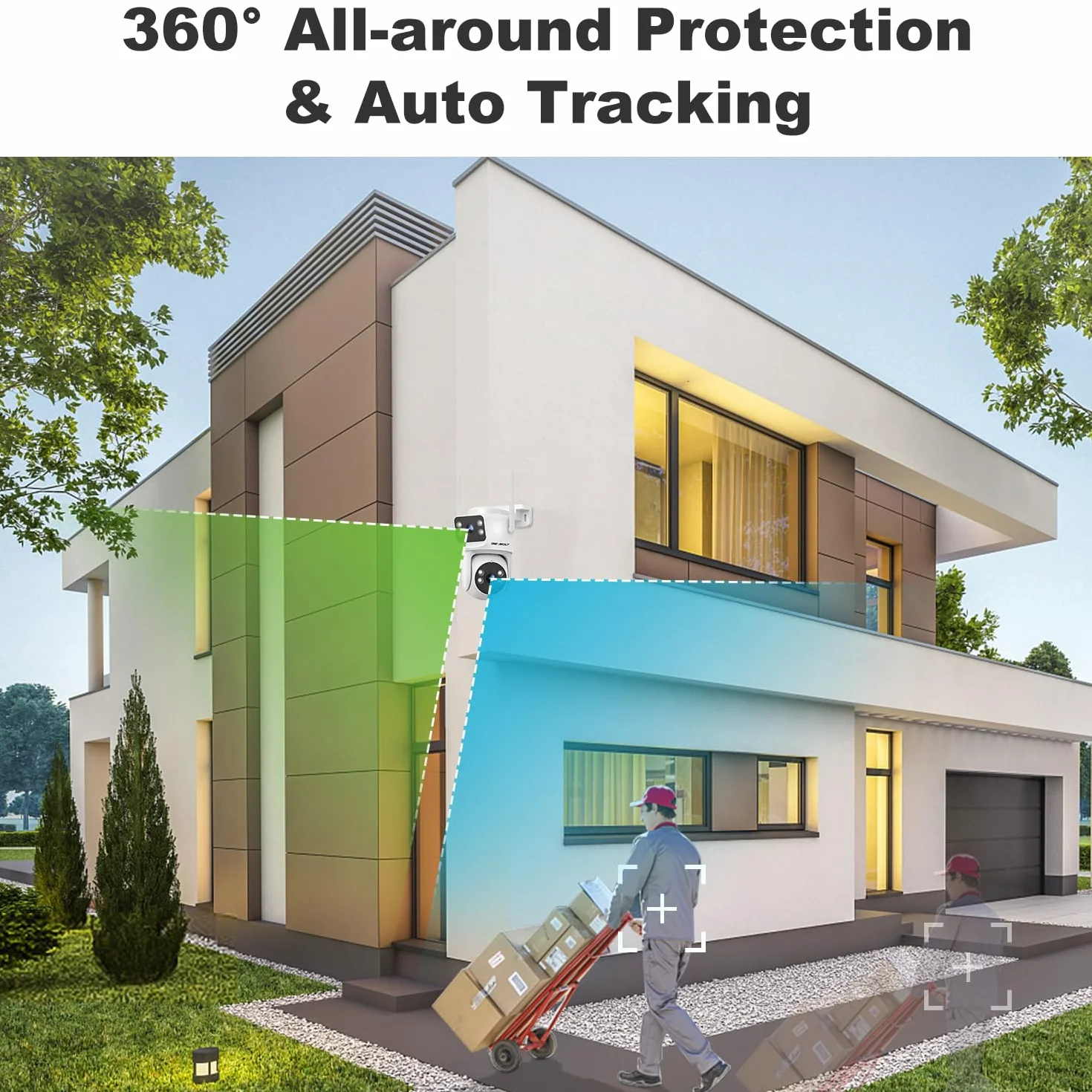 GENBOLT PTZ Kamera Zewnętrzna WiFi 2.4&5GHz, CCTV Monitoringu PoE Kamera IP Zewnętrzna z Kolorowe widzenie nocne, Wykrywanie Humanoidów, Automatyczne śledzenie [Podwójny Ekran]