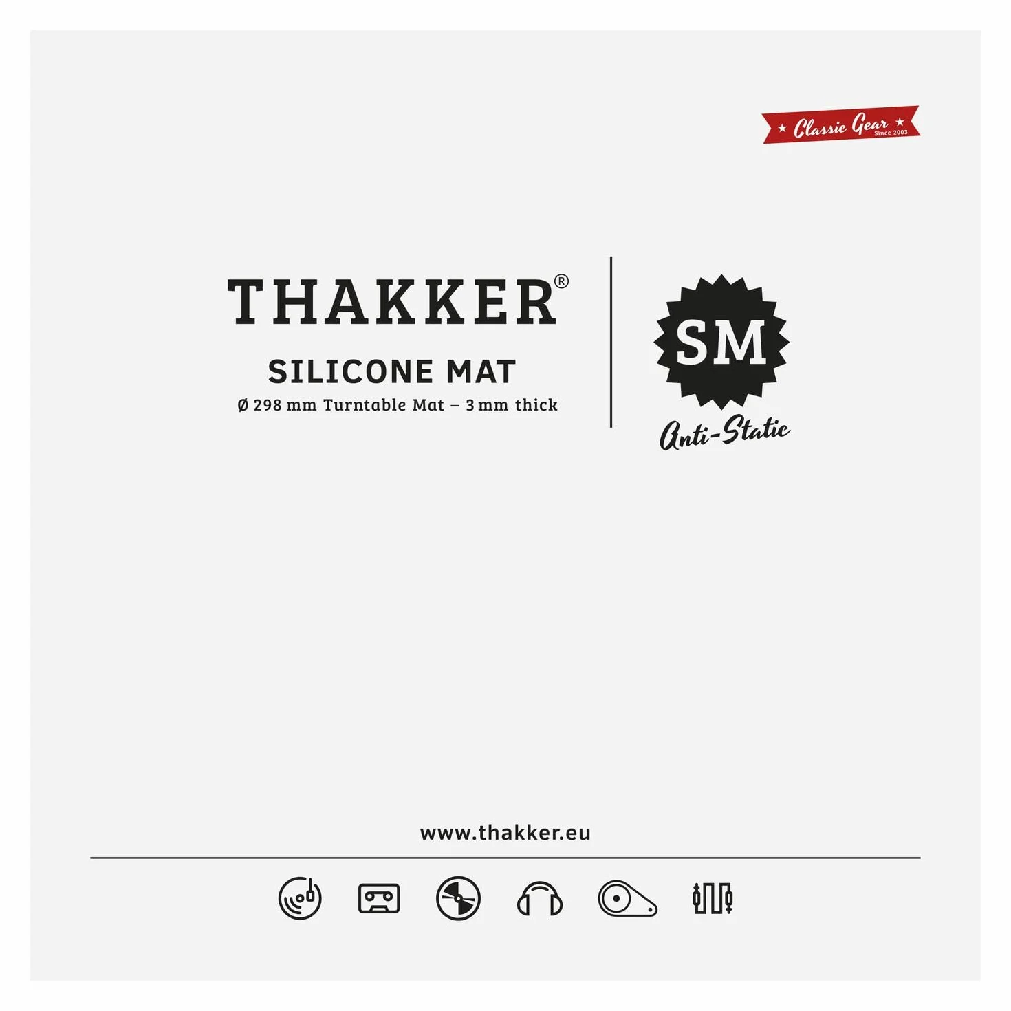 THAKKER Antystatyczna silikonowa mata gramofonowa biała 3 mm 298 mm 12 cali