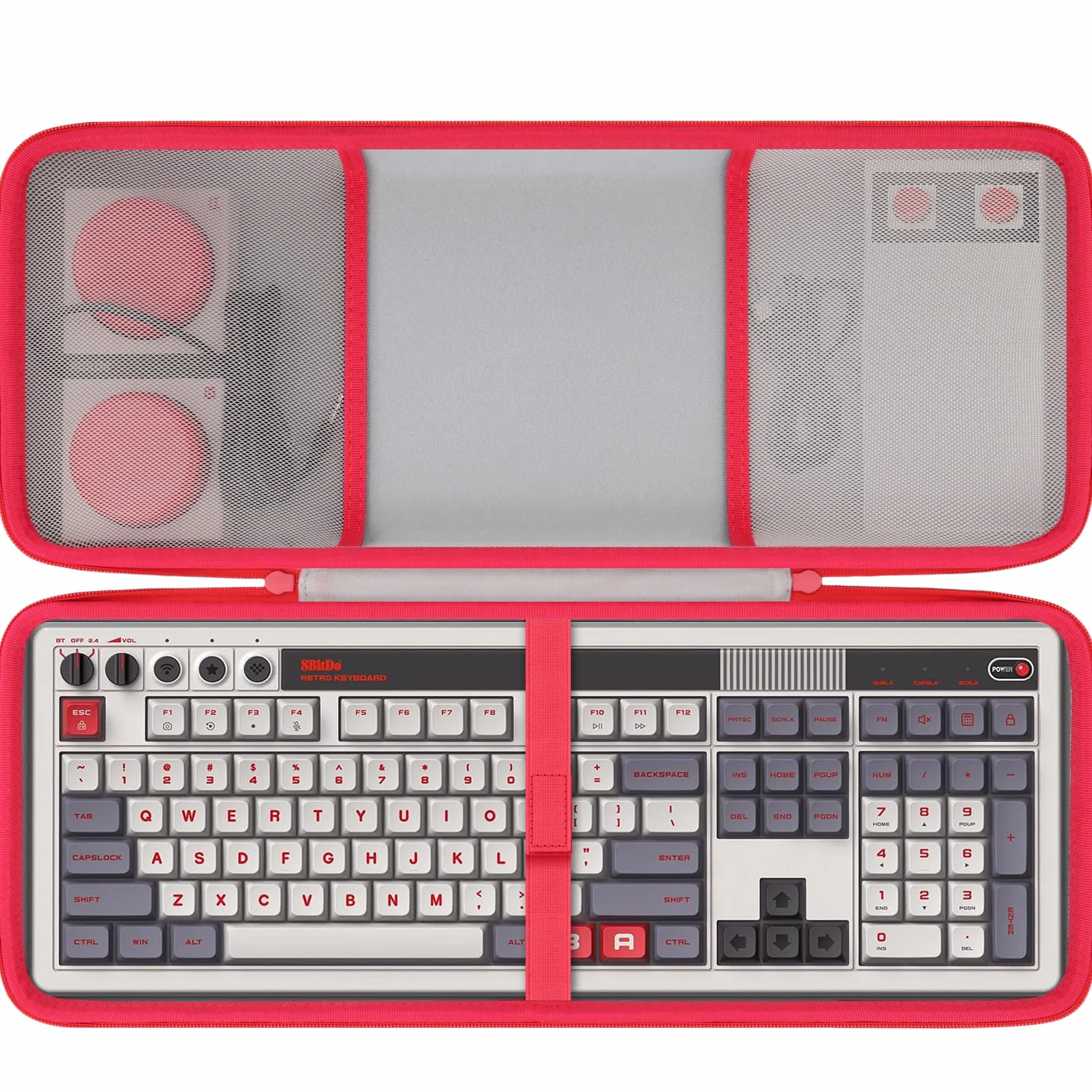 co2CREA Twarde przenośne etui ochronne do klawiatury mechanicznej 8Bitdo Retro108, Hot Swappable Wireless Gaming Keyboard, etui kompatybilne z dwoma super programowalnymi przyciskami, tylko kieszeń