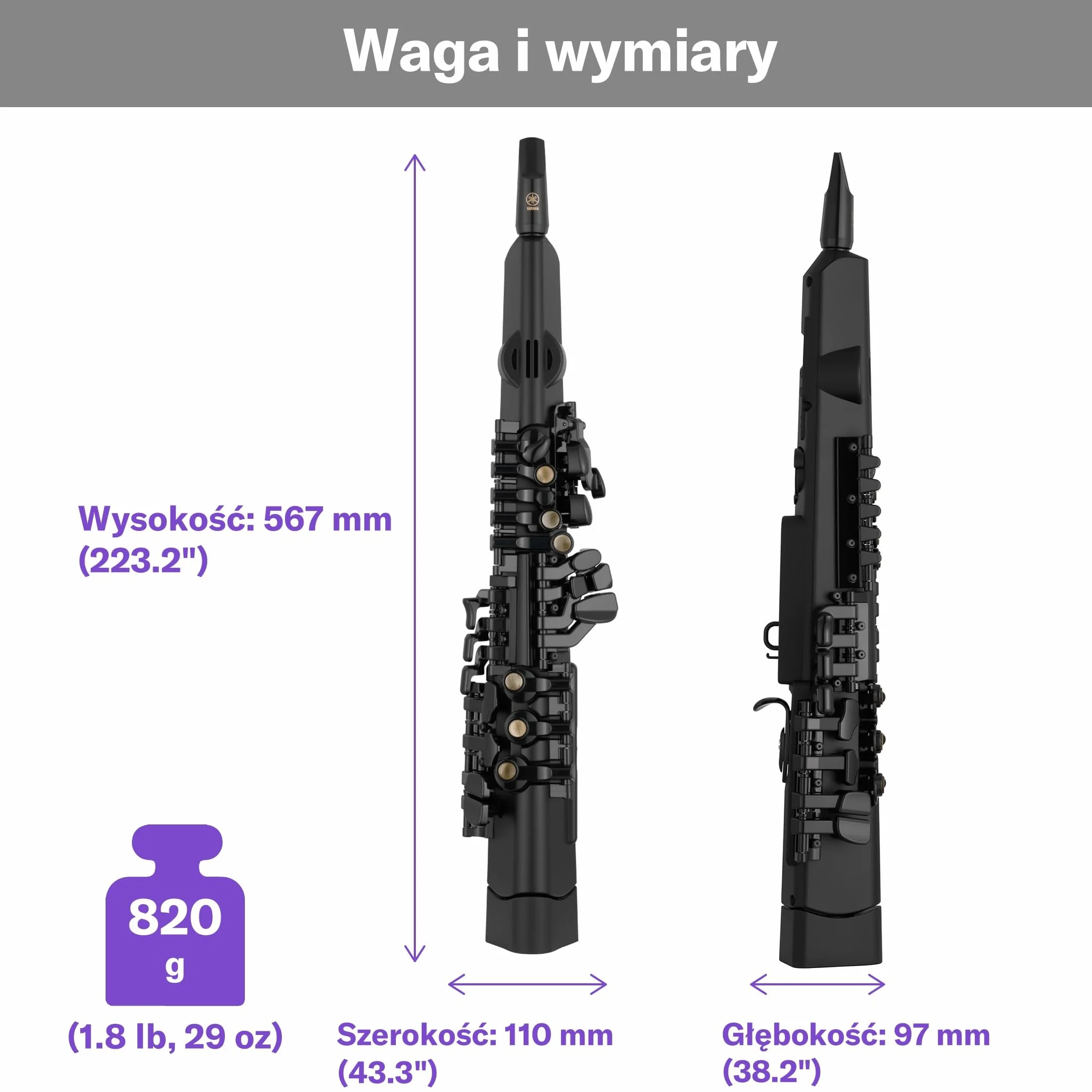 Yamaha YDS-120 Cyfrowy Saksofon - Z 56 Głosami, Czujnikiem Oddechu, Regulacją Głośności, Łącznością USB I Gniazdem Słuchawkowym - Idealny Do Cichego Ćwiczenia, Występów I Dostosowywania