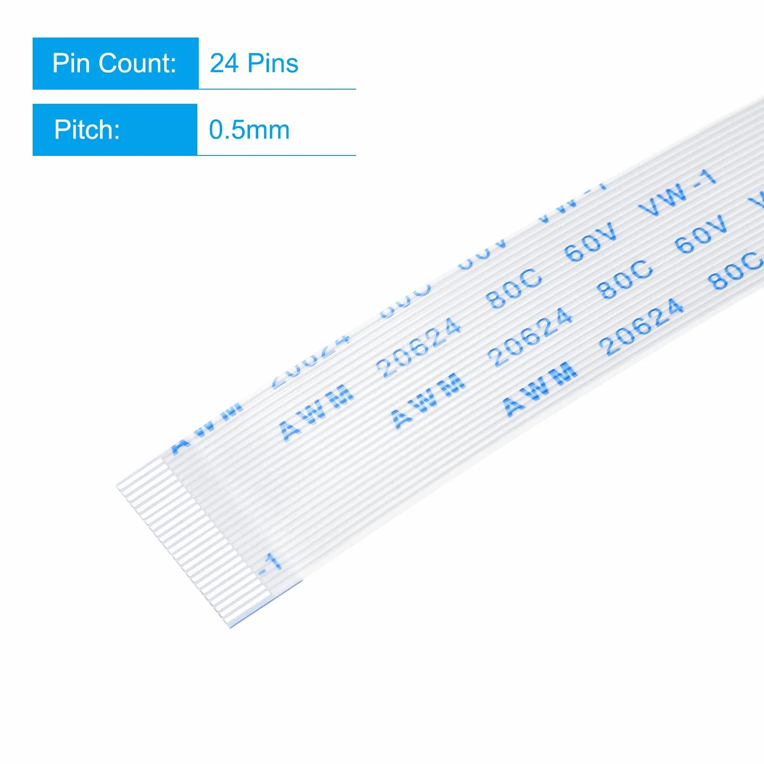 sourcing map Zestaw 10 kabli FFC FPC, 24 piny, 0,5 mm, 100 mm (typ A) do drukarki LCD 3D, aparatu, DVD