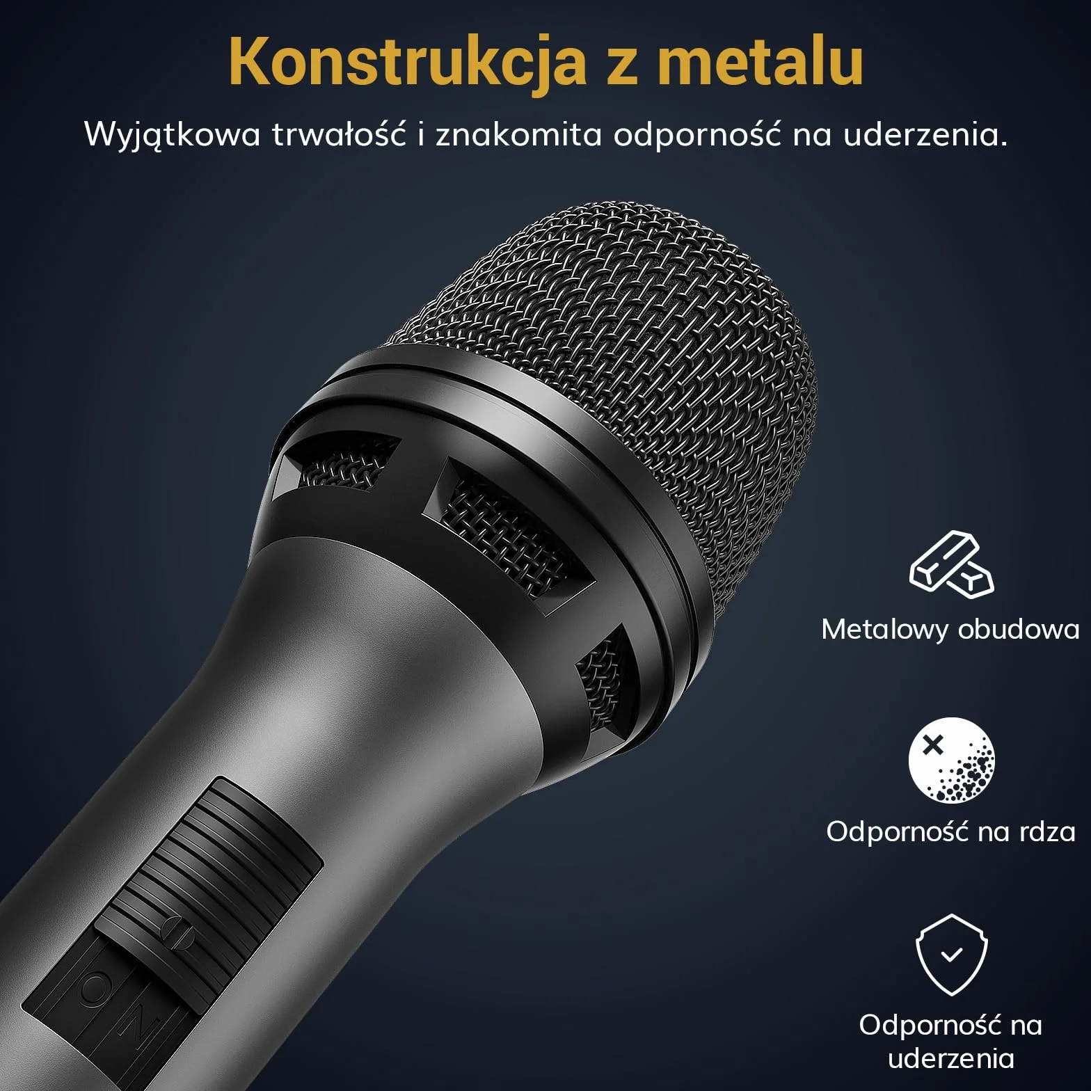 TONOR Dynamiczny Mikrofon Wokalny do Śpiewu, Ręczny Przewodowy Mikrofon do Karaoke, Kardioidalny Mikrofon Studyjny z Kablem XLR o Długości 4.5M, Odpowiedni do Głośników, Mowy i Aktywności