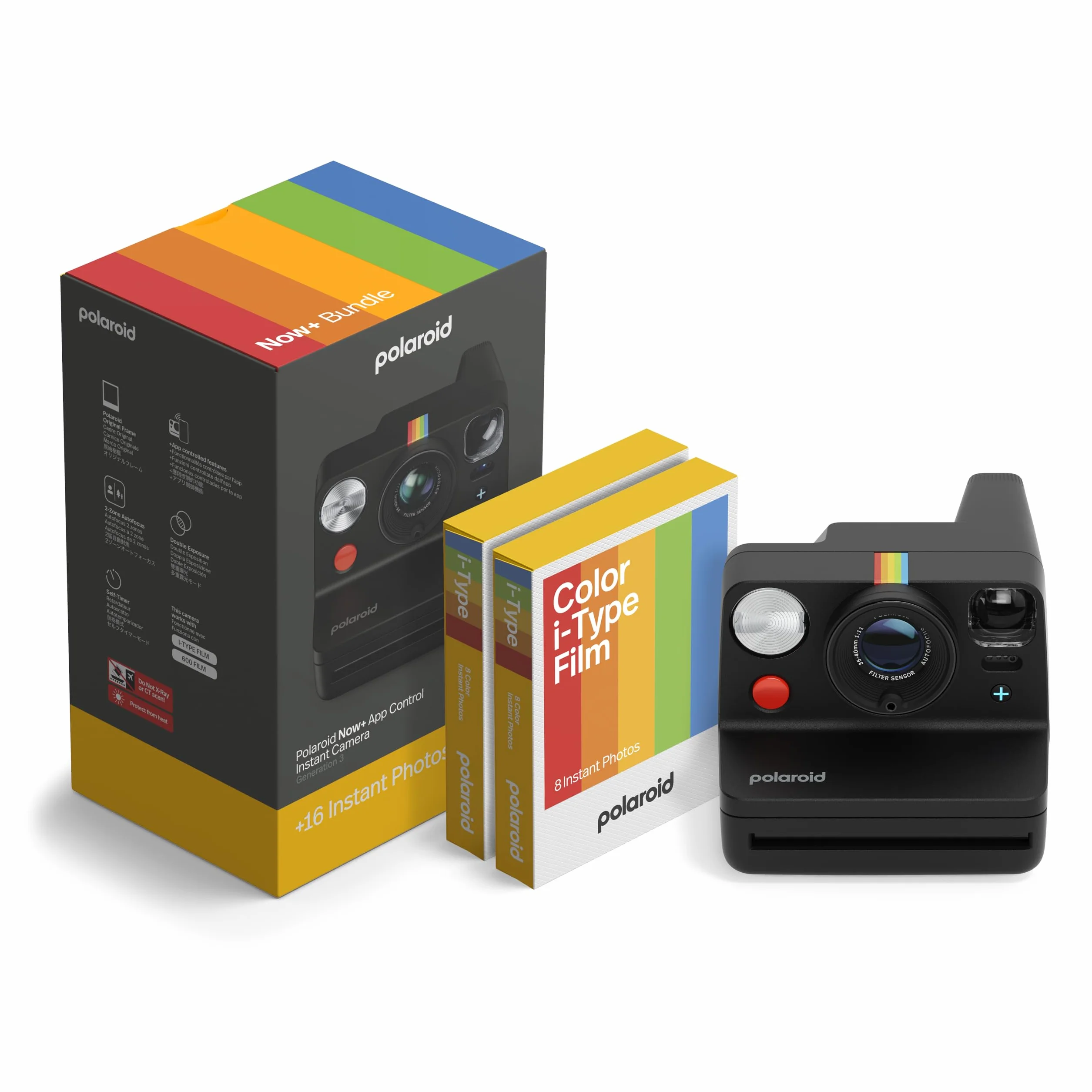 Polaroid - NOW+ Gen3 - Aparat natychmiastowy Bluetooth Connected - Zestaw aparat + film kolorowy (16 zdjęć) Czarny (6562)