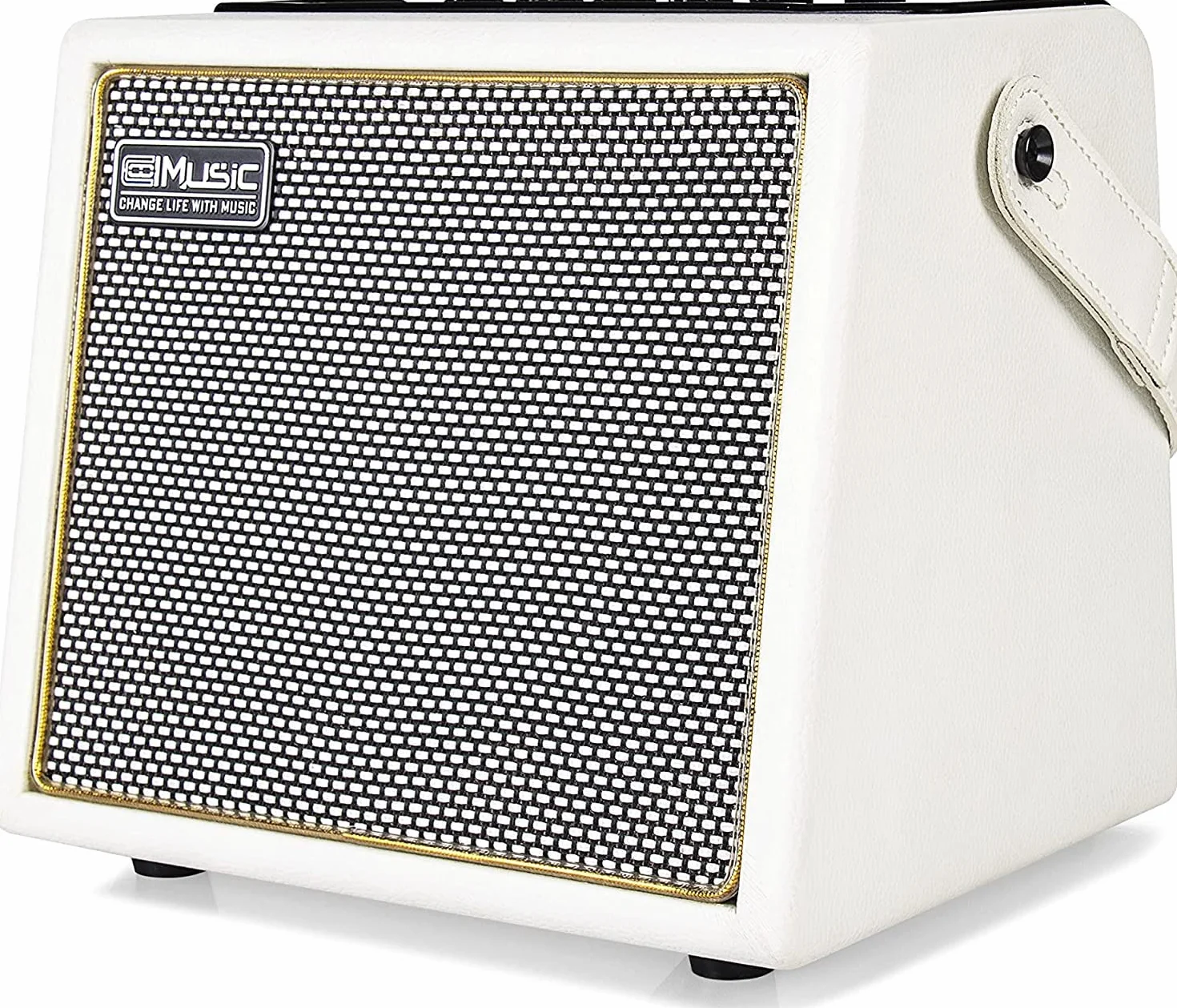Coolmusic 30 W wzmacniacz gitarowy elektrycznej, BT, przenośny wzmacniacz gitarowy, głośnik z wejściem mikrofonowym, basem, regulacja głośności, efekt reverb, kolor biały
