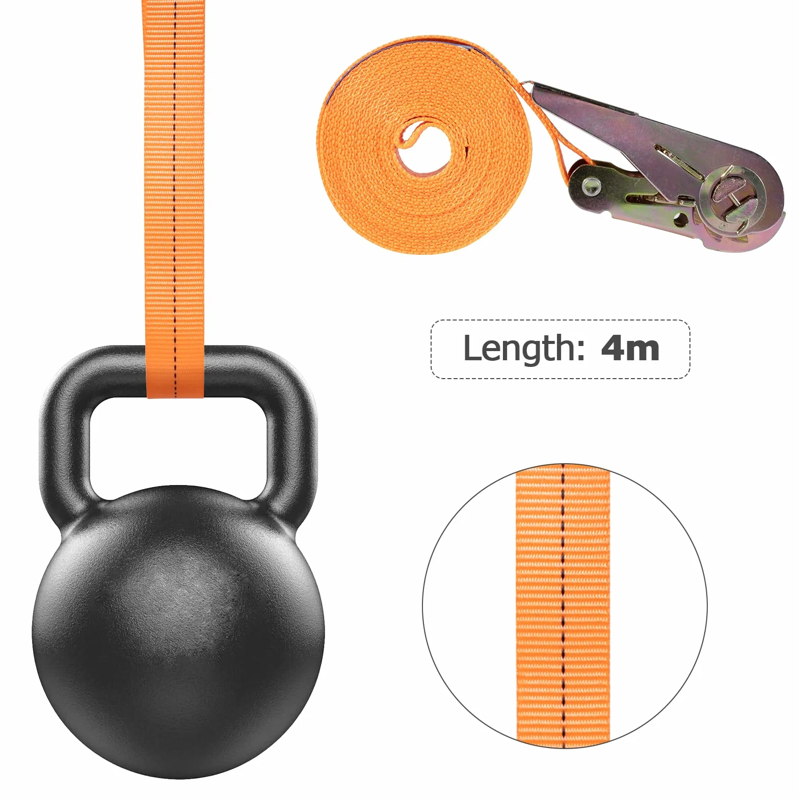 Pasy mocujące z grzechotką, 4 m, wytrzymałe pasy mocujące z grzechotką, do transportu materiałów, motocykli, rowerów, przeprowadzek, pakietów bagażowych, na kemping (2 sztuki)