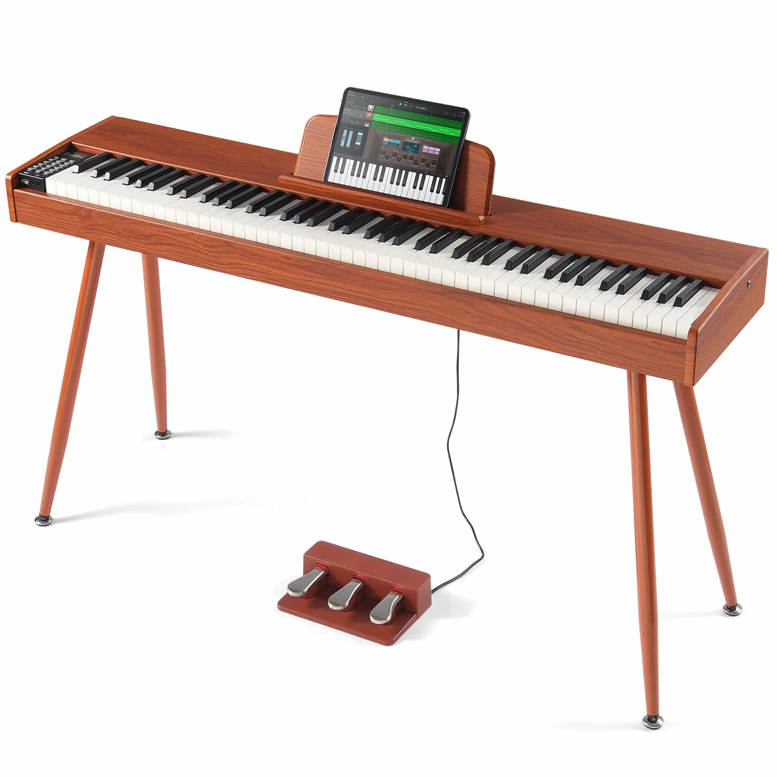 VEVOR Pianino cyfrowe, 88 przycisków, pianino elektryczne, podwójna klawiatura i głośnik, czworonożny stojak na fortepian ze słuchawkami, 200 dźwięków i rytmów, obsługuje Bluetooth/USB/MIDI, dla