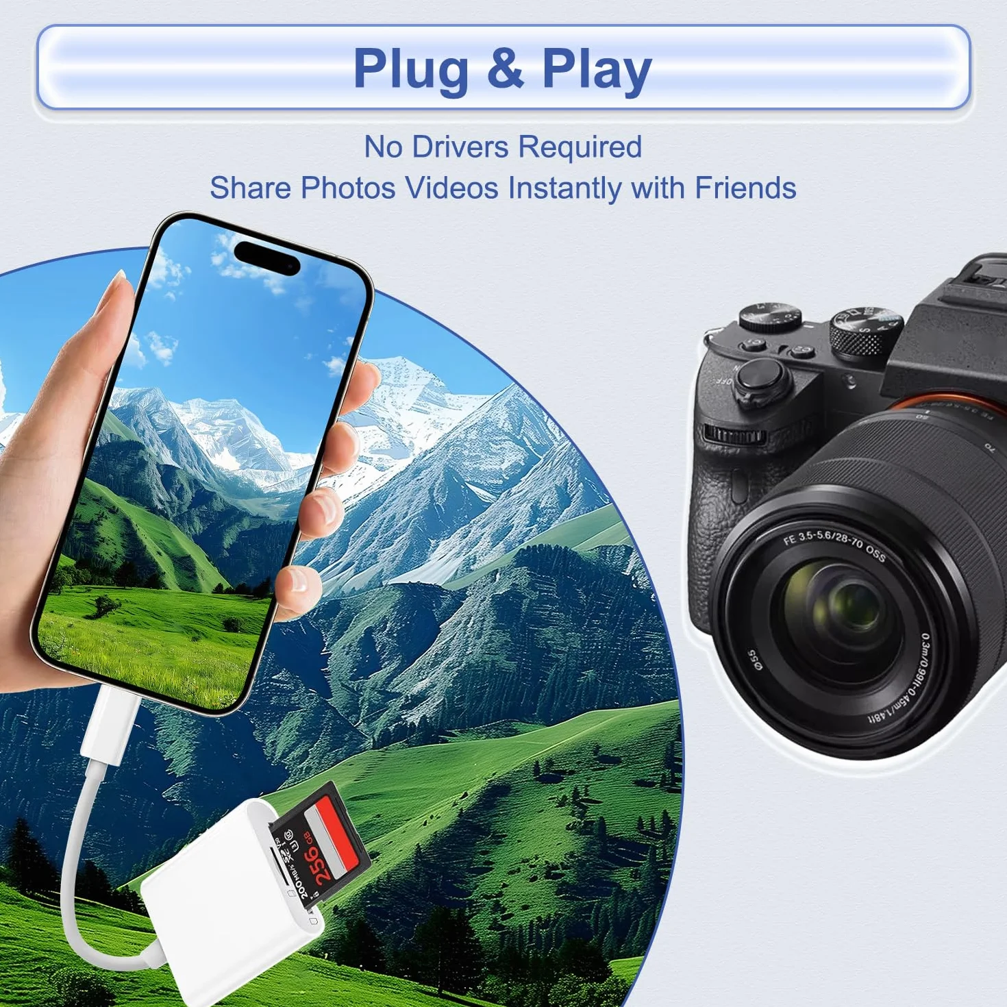 Czytnik Kart SD USB C do iPhone 17 16 15 Pro Max, iPad Pro/mini/Air, MacBook, Samsung, Adapter 2 w 1 na Karty SD/Micro SD, Slot TF, Plug and Play, Kompatybilny z Android, iOS, Windows i Mac OS